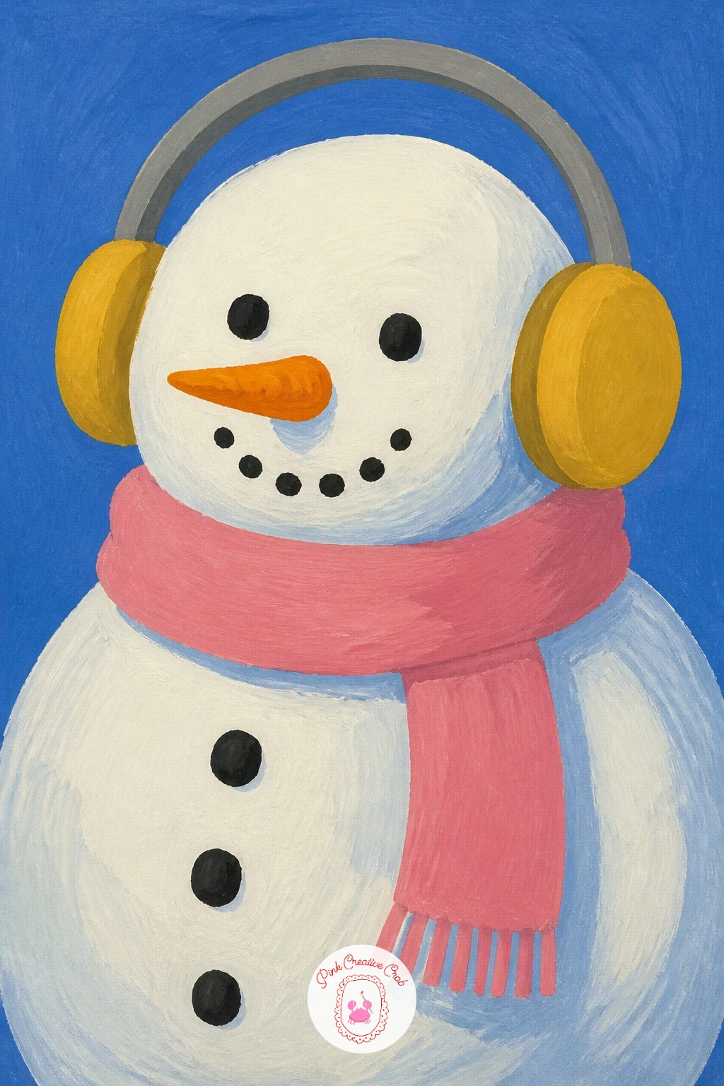 Snowman Wearing Headphones — Give your snowman a bit of modern attitude with a pair of oversized headphones. Christmas snowman painting