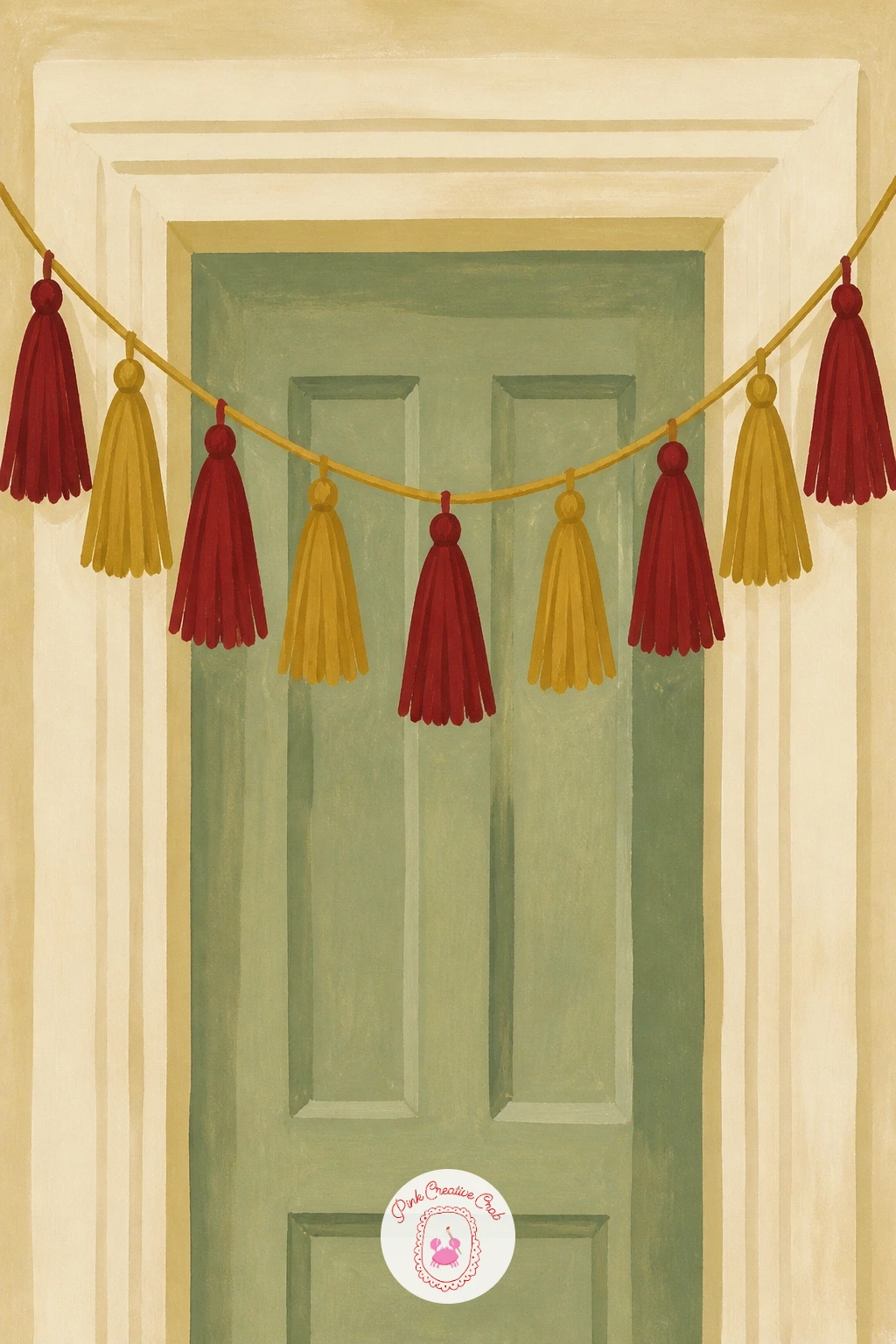 Tasseled Garland Across a Doorway — Swing from a single star to a whole tasseled garland strung across a doorway, since tassels have taken over from tinsel in