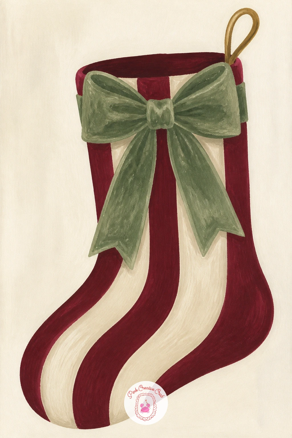 Striped Stocking With a Velvet Bow — Return to the mantel for a second stocking, this one in bold stripes finished with a single velvet bow at the cuff, a