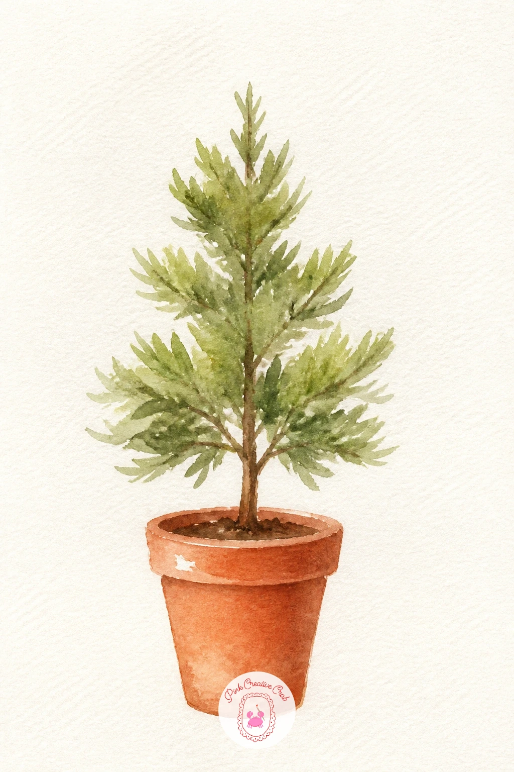 Tiny Tree In A Terracotta Pot — Following on from the mailbox, this one builds confidence with a tree shape that forgives wobbly edges. Christmas watercolor