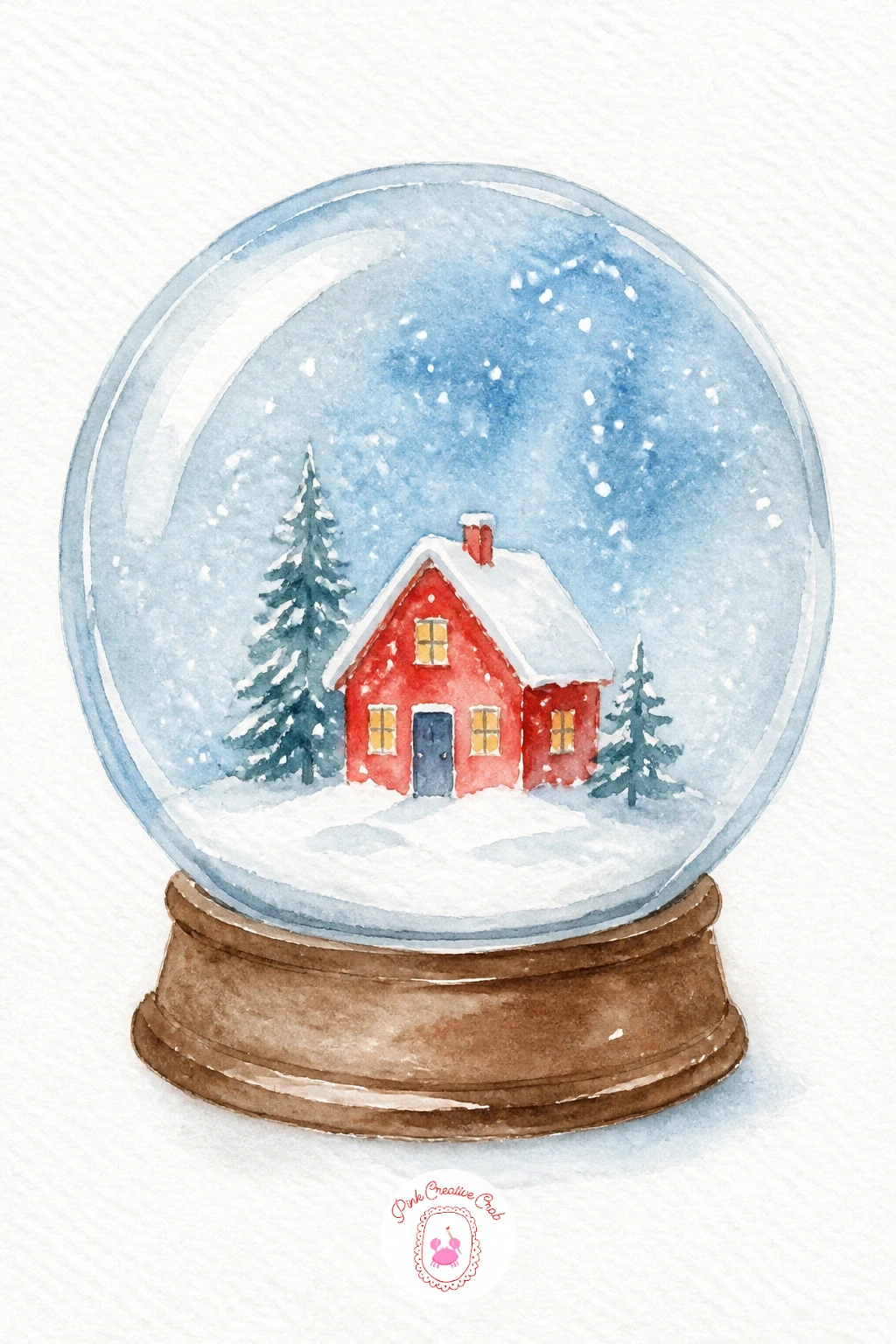 Snow Globe With A Little House — After the cat, try a subject with a clear outline to paint around: a snow globe holding a tiny house inside it. Christmas