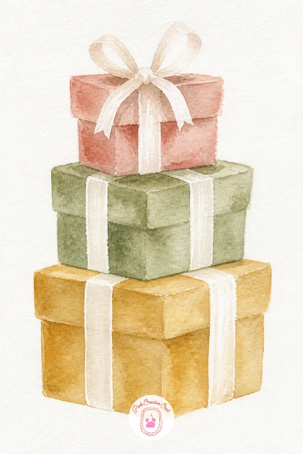 Stack Of Three Presents With Ribbons — Measuring comes first in this one, since three stacked boxes only look right when their proportions step down cleanly.