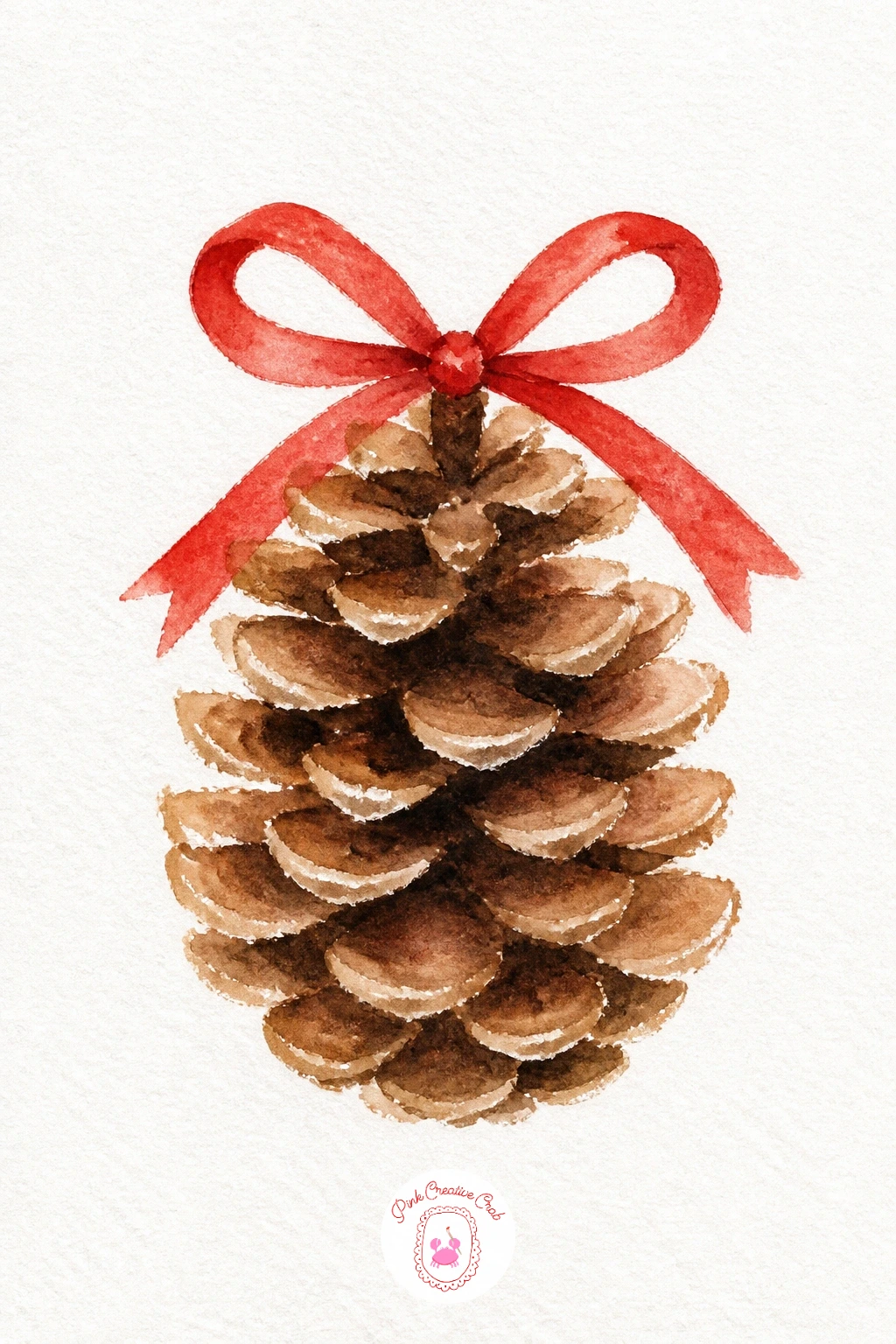 Pine Cone With A Bow — Building on the cookie's uneven edges, a pine cone is another shape that looks better loose than perfect. Christmas watercolor paintings