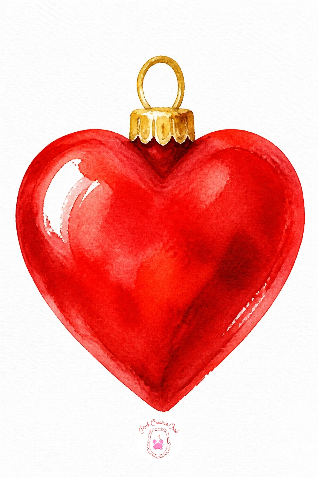 Heart-Shaped Ornament — A heart shape is deceptively simple, so take a moment to get the proportions right before painting. Christmas watercolor paintings easy