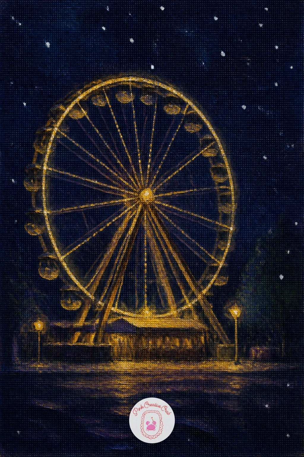 Ferris Wheel Lit Against a Navy Sky — Pick up the pace with a ferris wheel lit against a navy sky, a scene that rewards patience with small dots of light