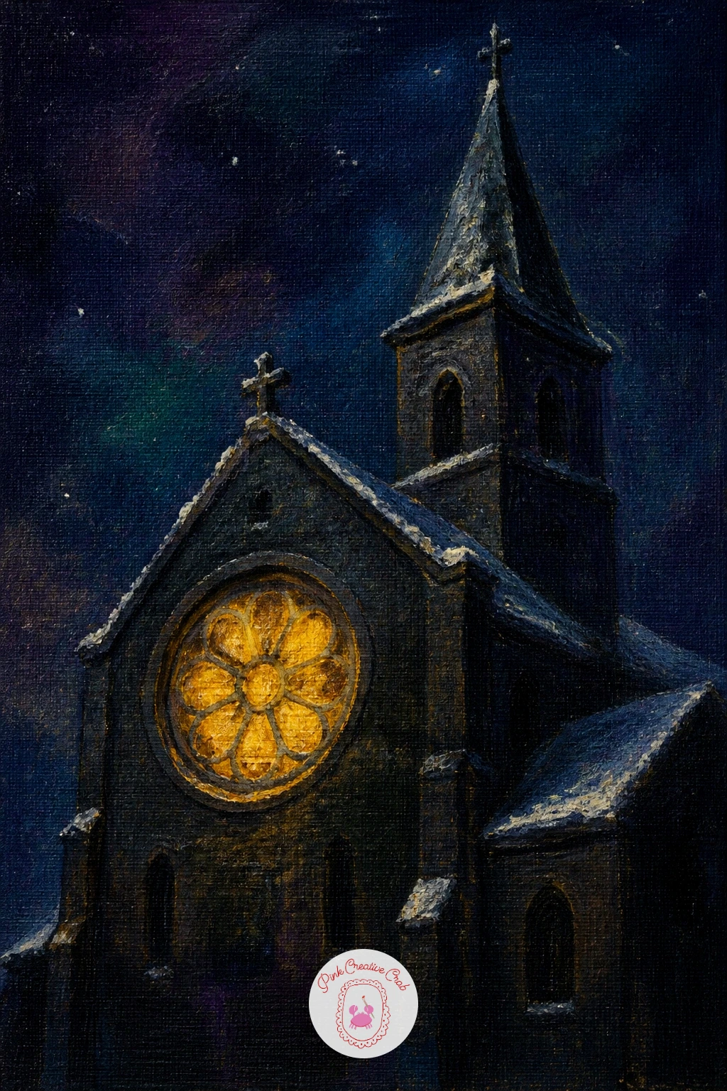 Church With a Glowing Round Window — Return to architecture with a church with a glowing round window, a subject built around a single strong focal point.