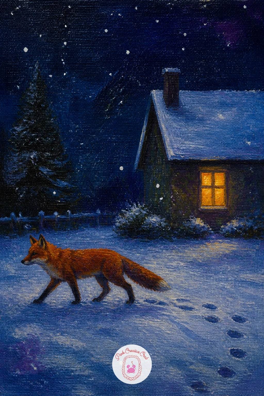 Fox Walking Past a Lit House — Bring the wildlife back with a fox walking past a lit house, a scene that pairs a warm indoor glow with a cool outdoor