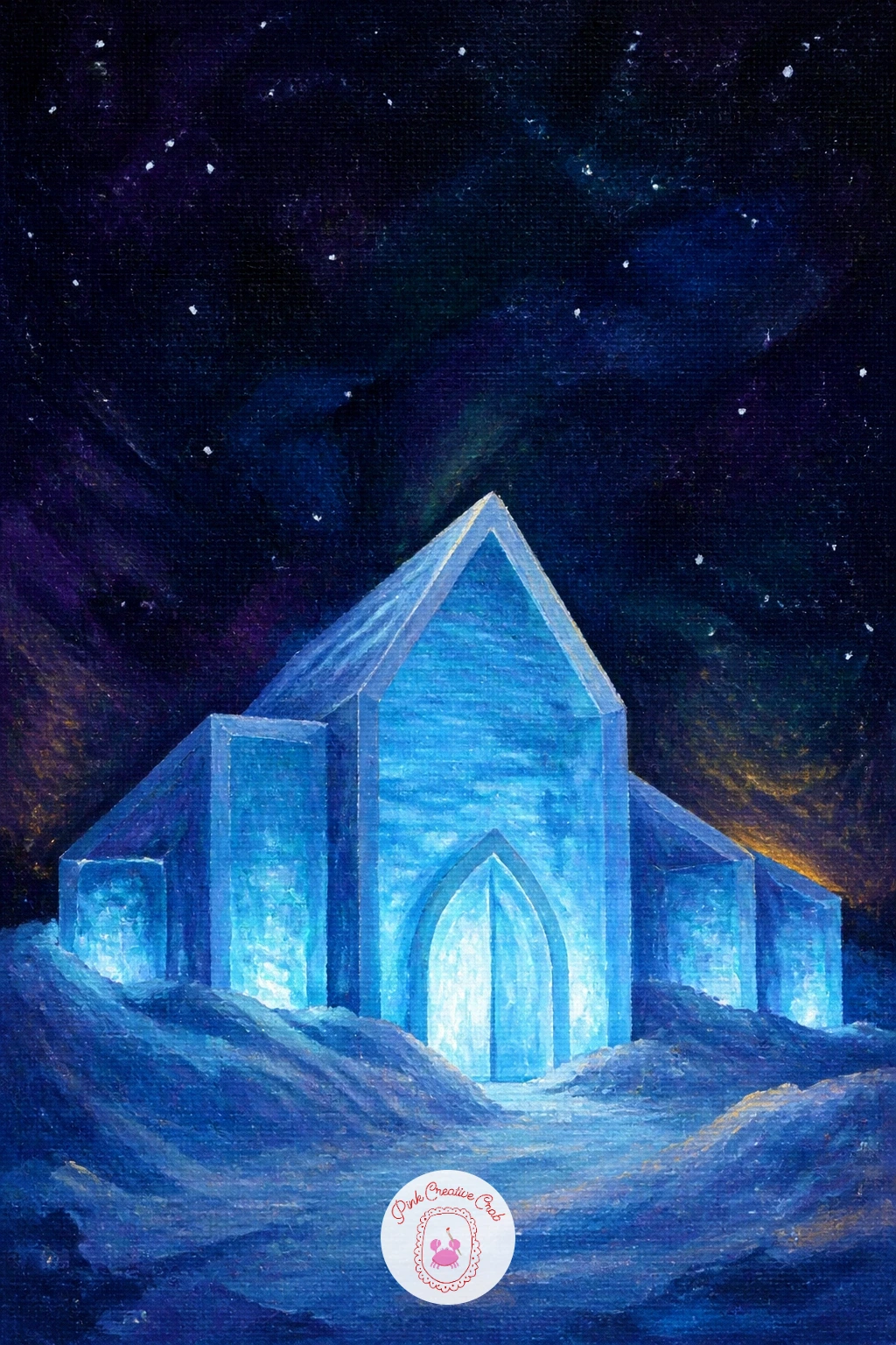 Ice Hotel Glowing Blue — Take the palette somewhere unusual with an ice hotel glowing blue, a scene built almost entirely in cool tones for a change. Winter