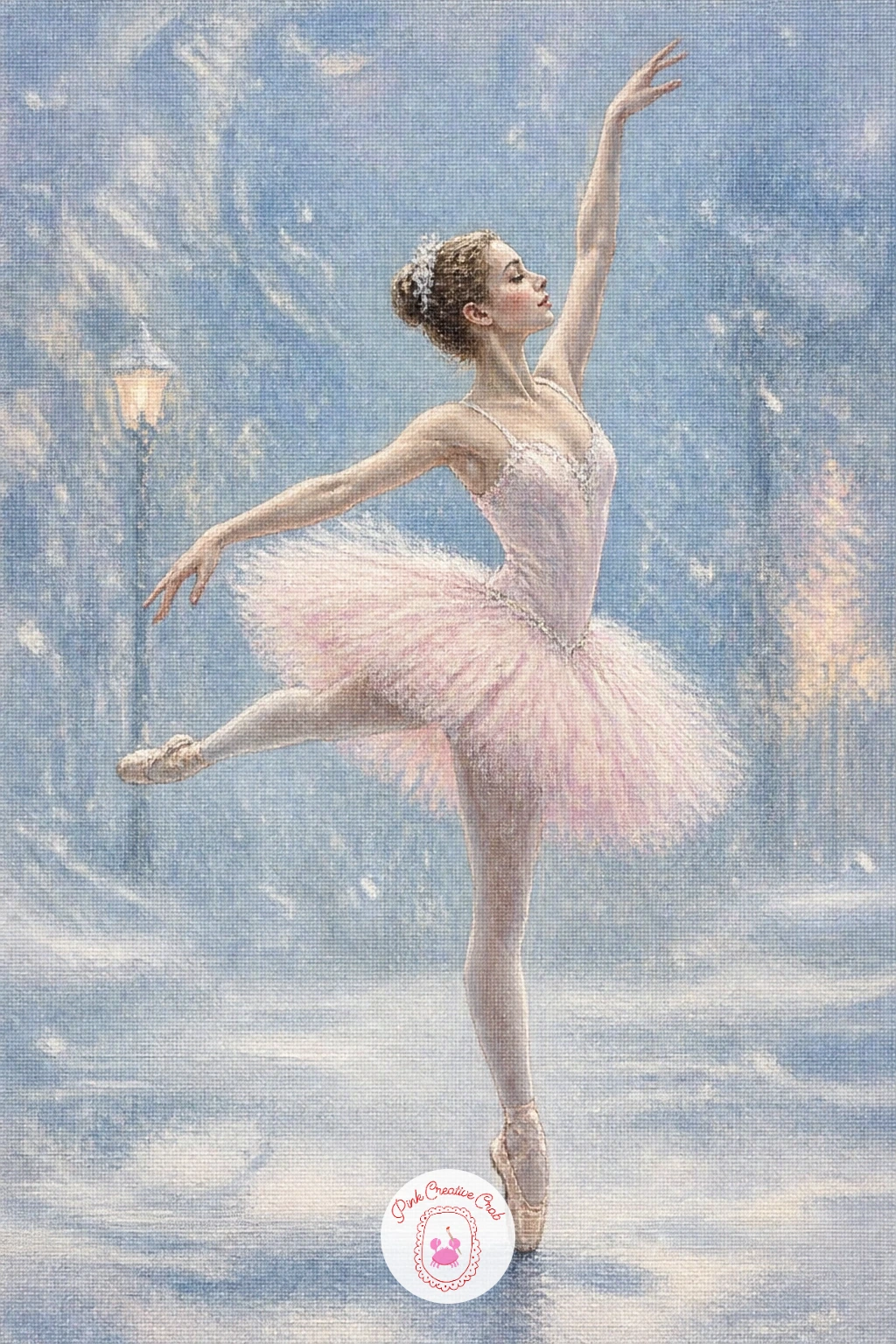 Ballerina Dancing in Falling Snow — From architecture to a single figure, a ballerina dancing in falling snow is about pose more than detail. Winter wonderland