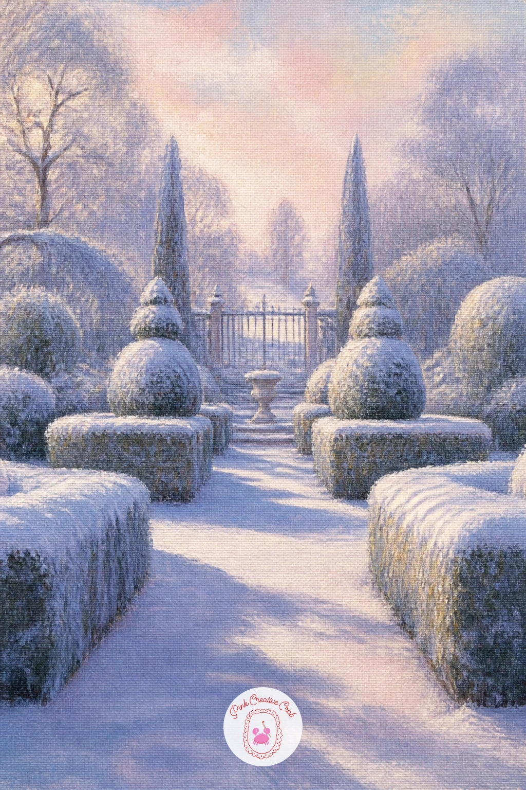 Winter Garden With Clipped Hedges in Snow — A winter garden with clipped hedges in snow is a calmer, more formal subject that rewards a steady hand with simple