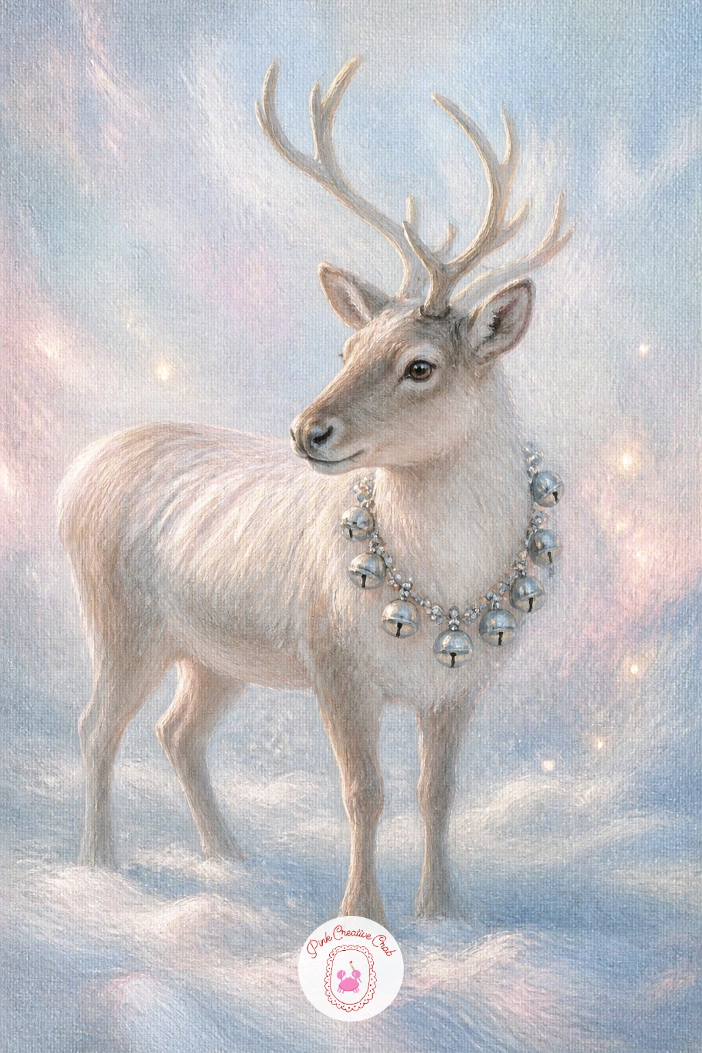 Reindeer With Silver Bells — A reindeer with silver bells moves from a human figure to an animal portrait, and getting the antlers right from the start saves a