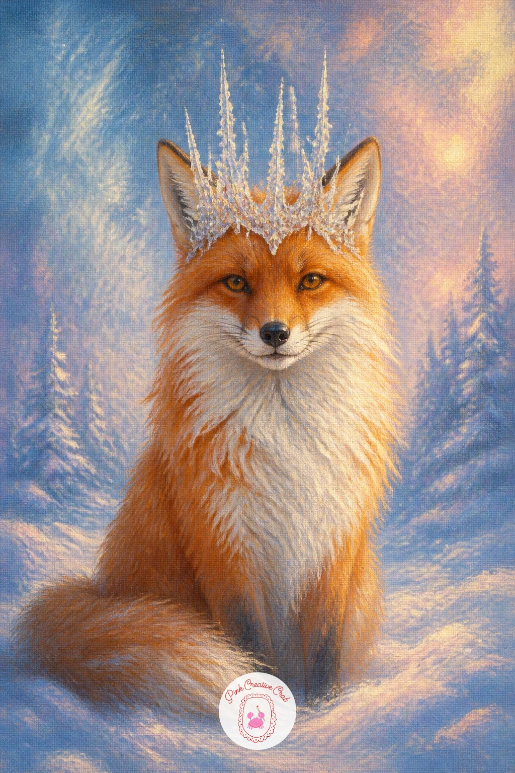 Fox in a Crown of Icicles — A fox in a crown of icicles brings a touch of whimsy back after the quiet village, and the challenge is making the icicle crown