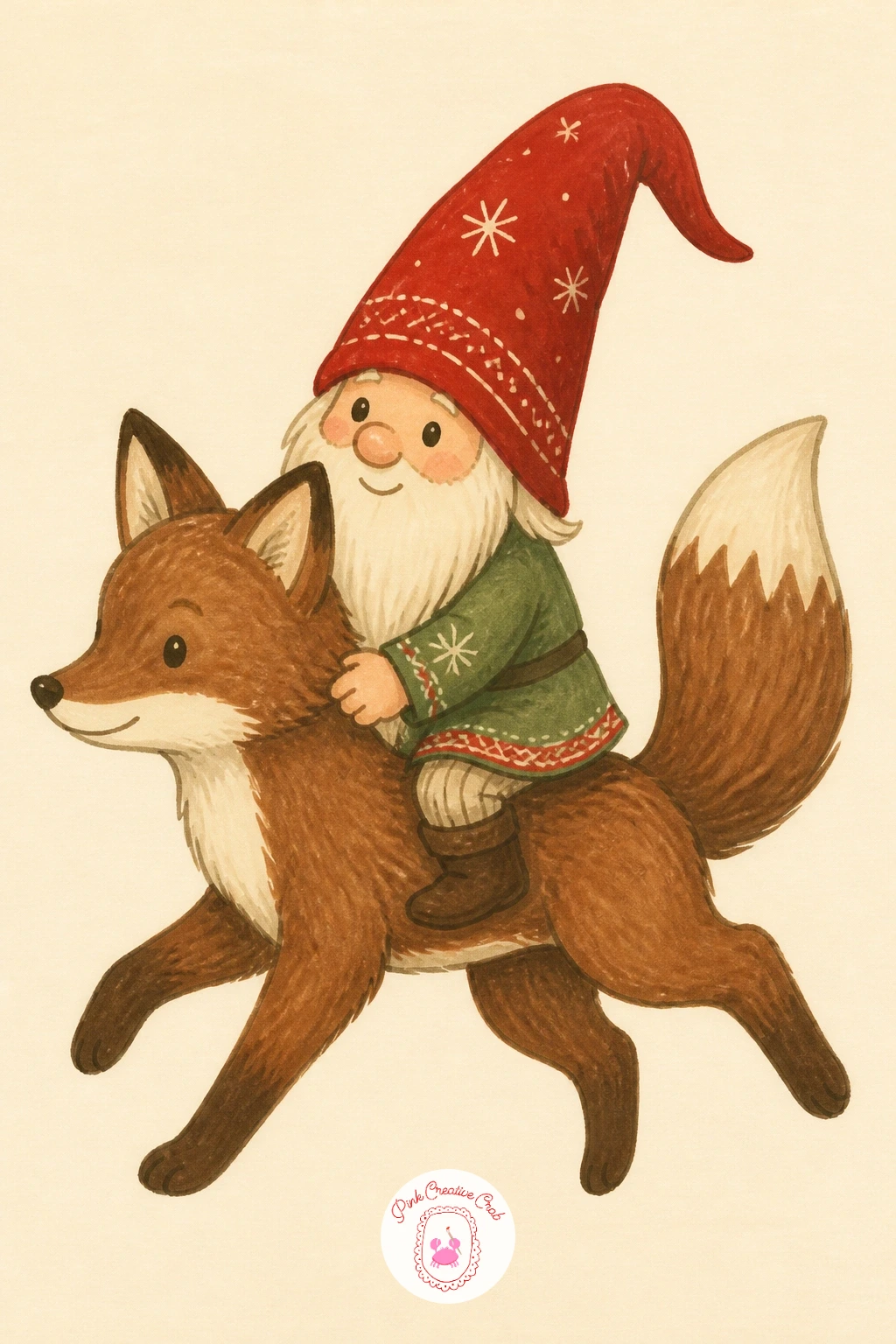Gnome Riding a Fox — A gnome riding a fox asks you to think about how two bodies sit together, so this is a good place to slow down on proportion. Christmas