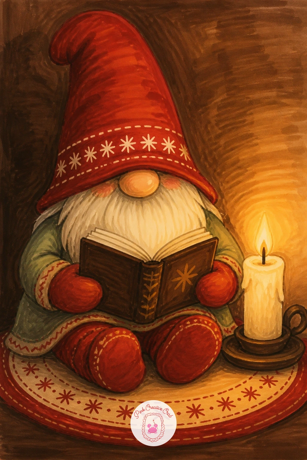 Gnome Reading by a Candle — Reading by a candle turns the lesson toward light, so before you pencil anything decide where the candle actually sits, close