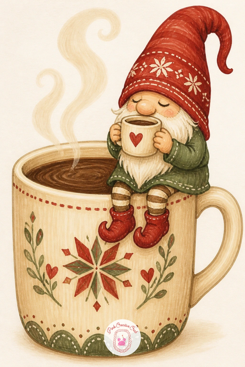 Gnome Sipping Coffee in a Mug Bigger Than Him — A gnome sipping coffee in a mug bigger than him is a fun scale joke to draw, and the trick is committing fully