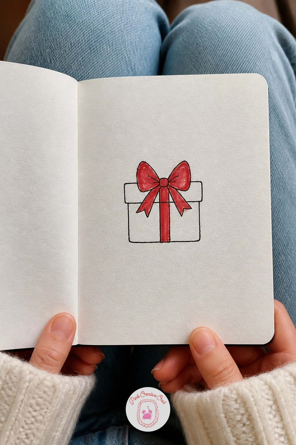 Gift With A Big Bow — Keep the bow going with a gift with a big bow, a doodle built from nothing but boxes and loops. Christmas card doodles