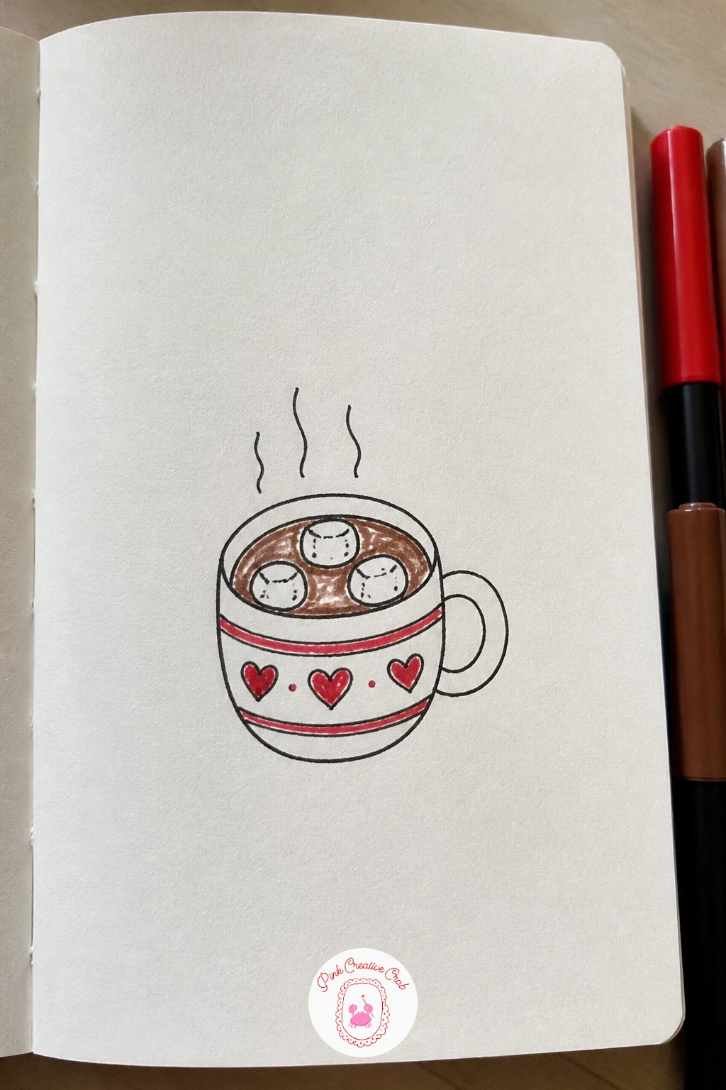 Mug Of Cocoa With Marshmallows — Warm things up with a mug of cocoa with marshmallows, a cozy little object doodle that works well on a card interior.