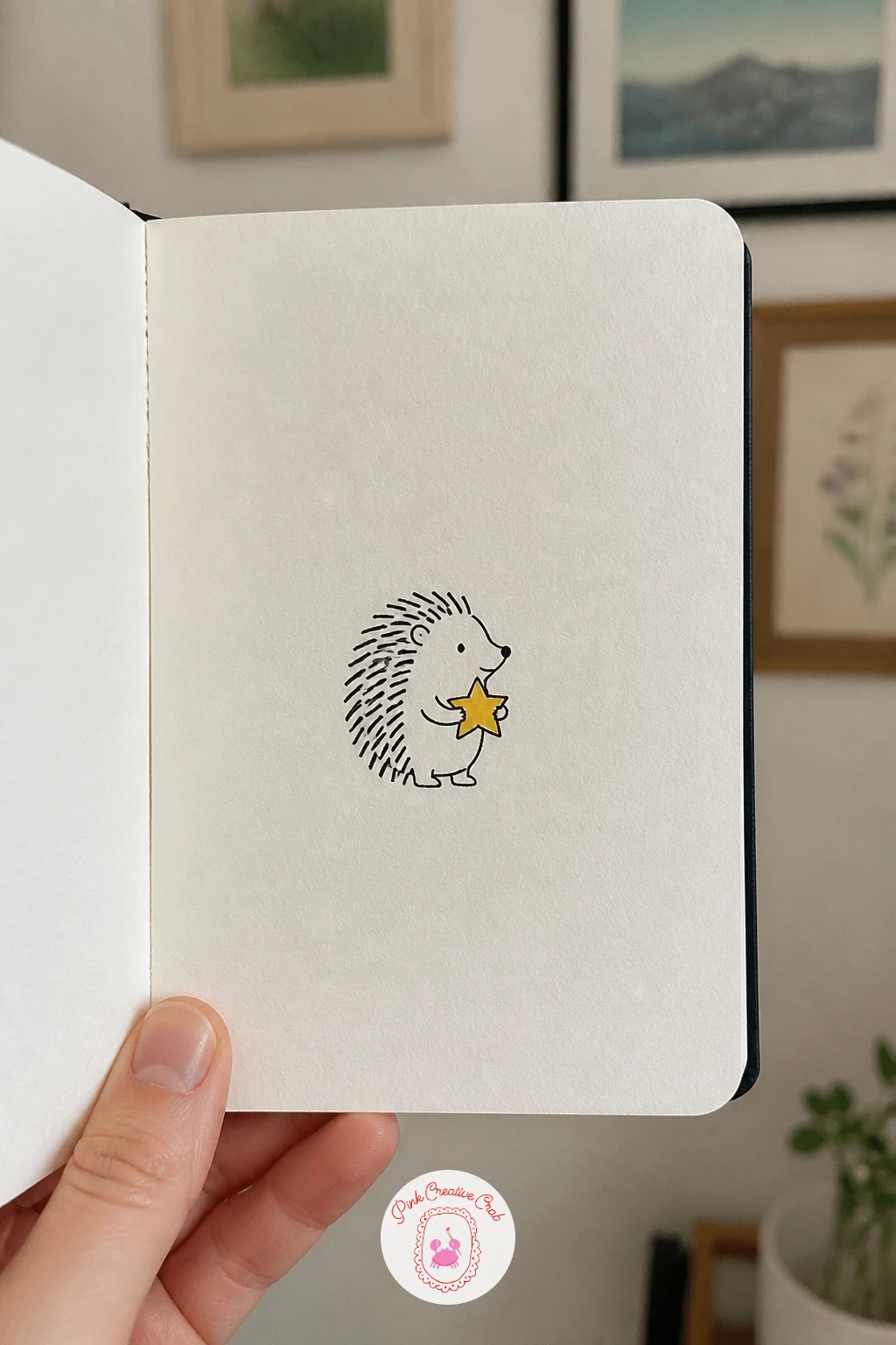 Hedgehog Holding A Star — Shift into animals with a hedgehog holding a star, a shape built almost entirely from texture. Christmas card doodles