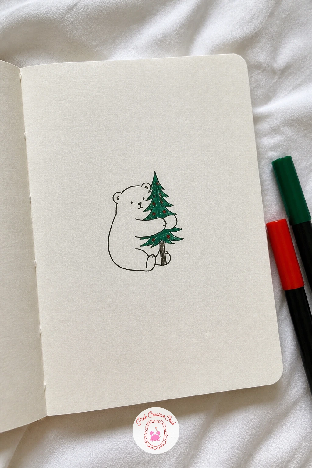 Bear Hugging A Tree — Keep the woodland story going with a bear hugging a tree, a doodle that leans on one simple interaction between two shapes. Christmas