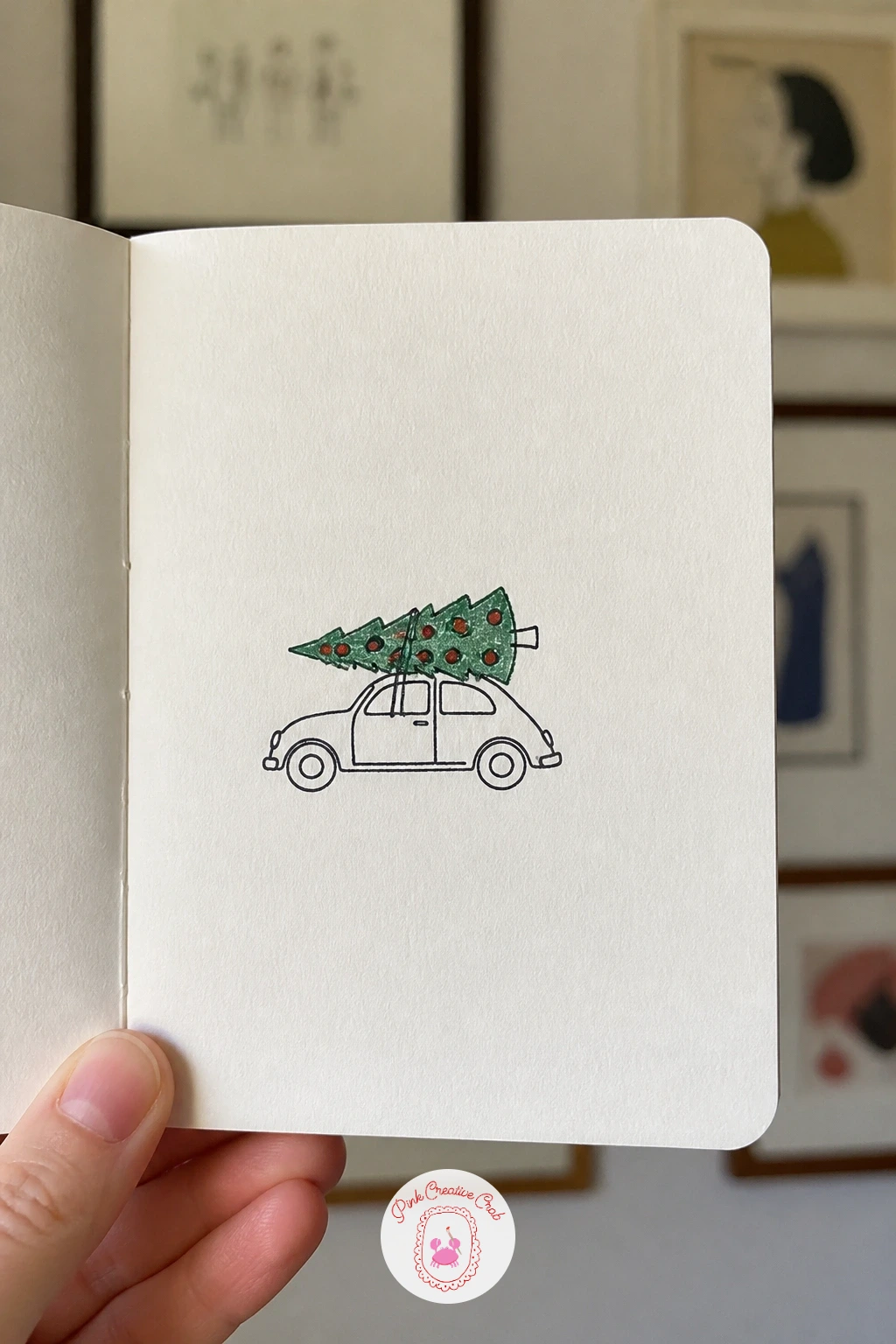 Christmas Tree On A Car — Give a classic holiday errand its own little scene with a Christmas tree on a car, a doodle built from two very different shapes