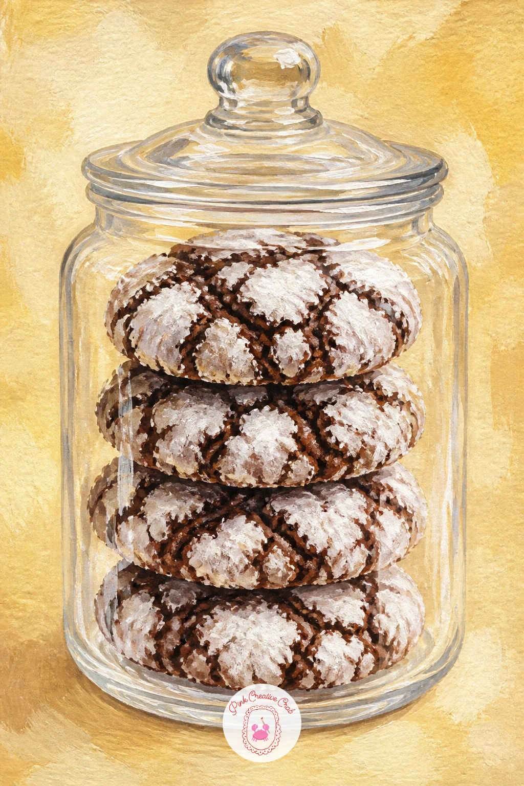 Stack of Crinkle Cookies in a Glass Jar — A stack of crinkle cookies in a glass jar is a good one for practicing how glass changes what sits behind it.