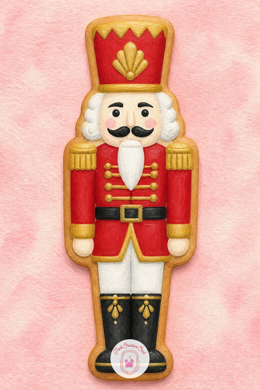 Nutcracker Cookies in Red and Gold — Nutcracker cookies in red and gold bring a taller, more detailed character shape into the mix. Christmas cookies drawing
