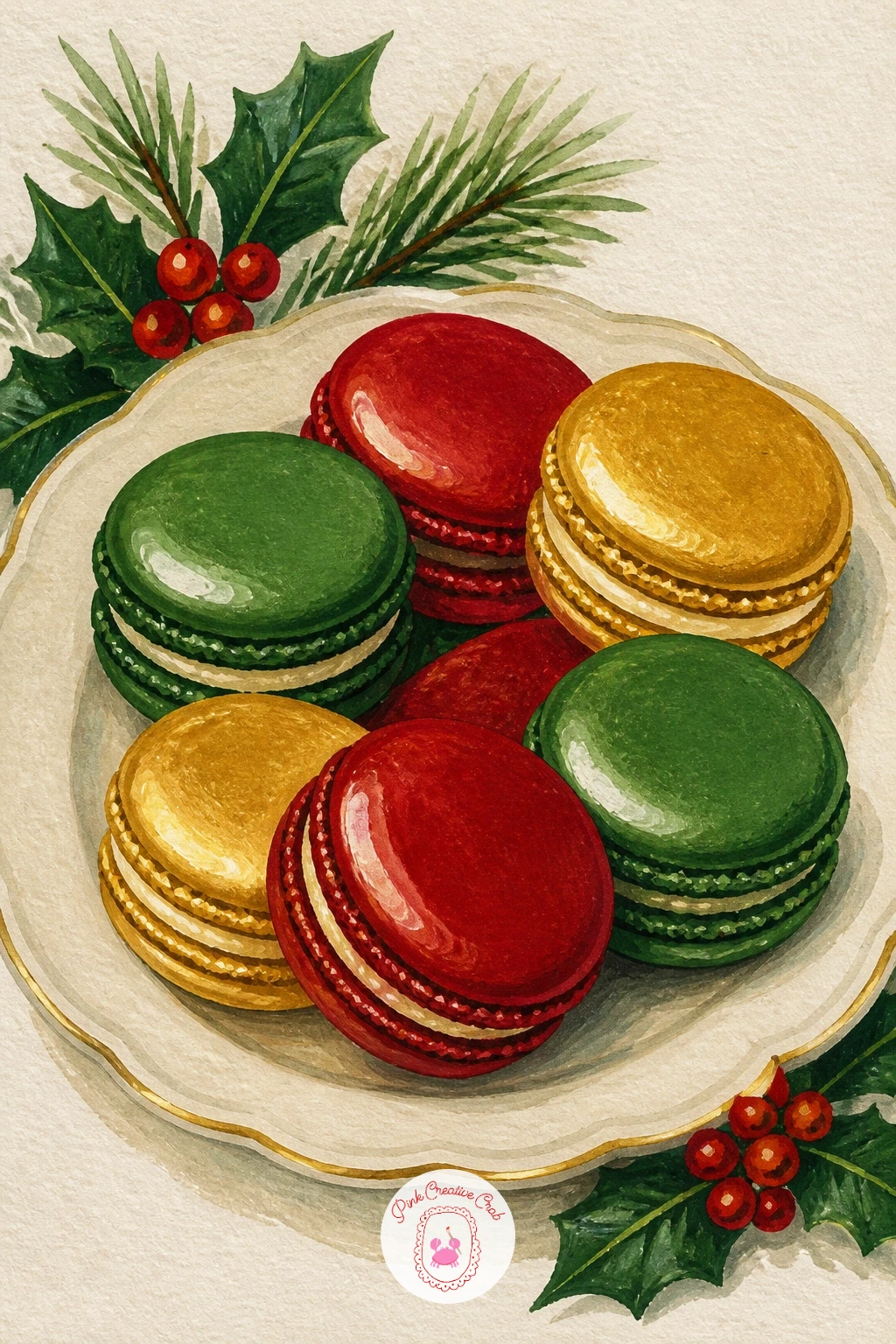 Plate of Macarons in Christmas Colors — A plate of macarons in Christmas colors is a slight departure from the cookie dough family but belongs on every sweets