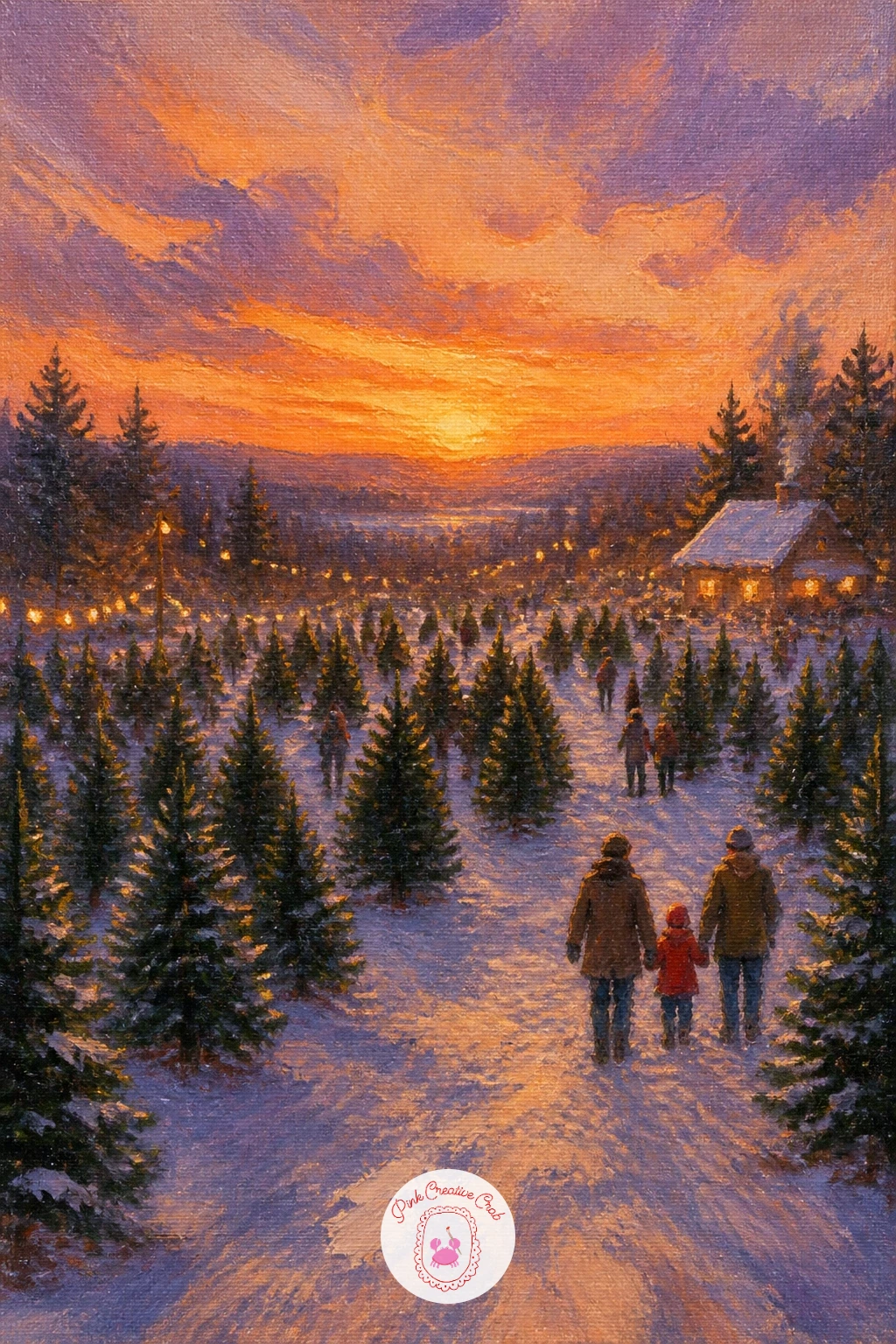 Tree Farm at Sunset — Move from one truck to a whole tree farm, since the rows of trees give you a chance to practice repeating a shape without making it