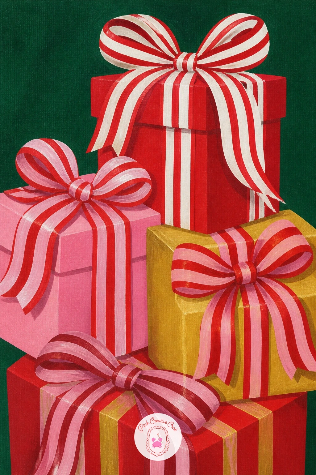 Presents With Striped Ribbons — Build confidence with flat shapes by stacking three or four wrapped presents in different sizes, each with a striped ribbon