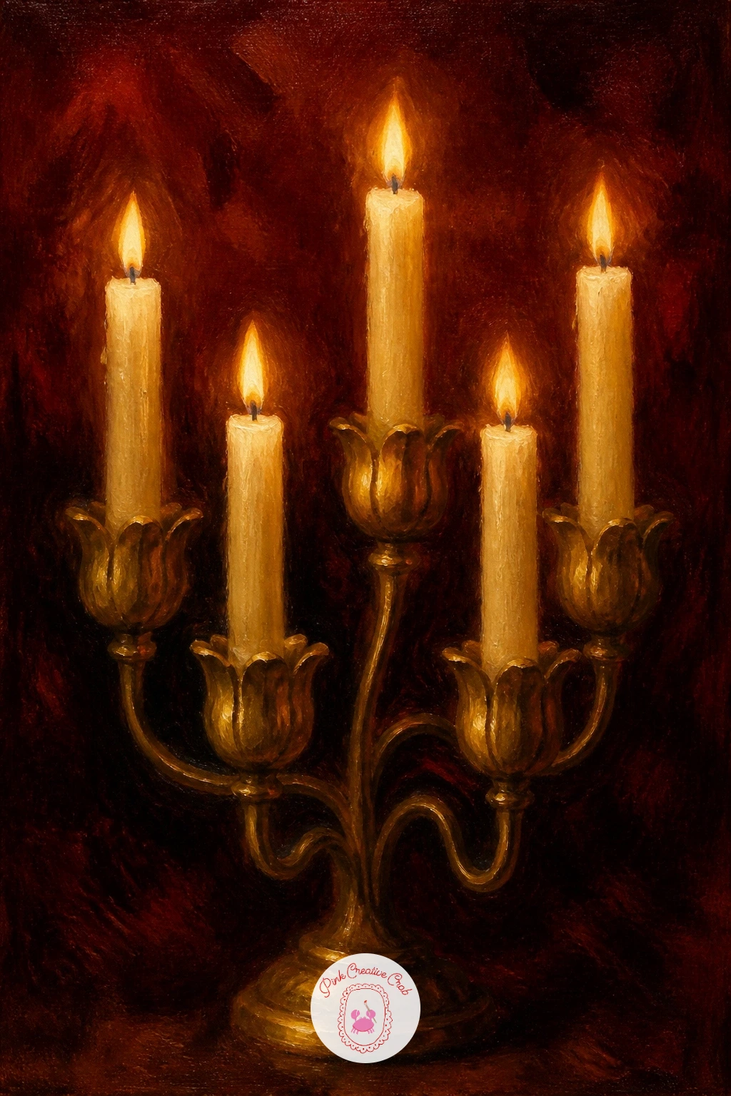 Cream Taper Candles In A Brass Tulip Candelabra — Start with the brass tulip candelabra, since its curved arms give you a simple frame to hang every candle