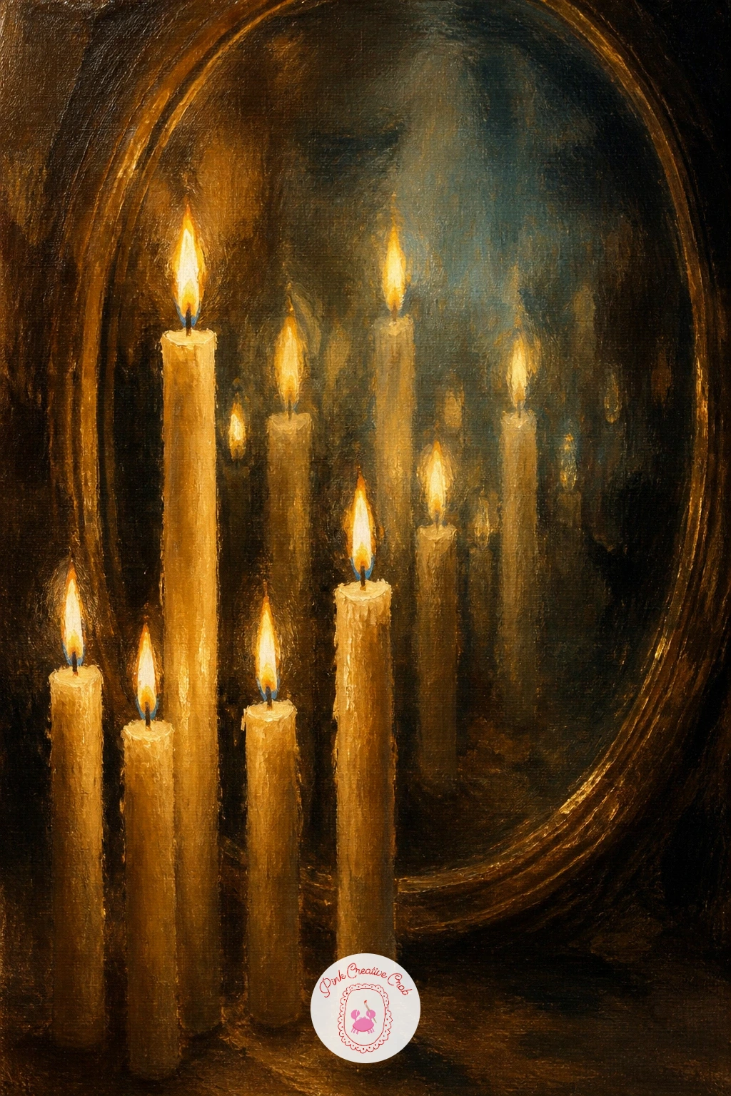 Candles Reflected In A Mirror — Double the glow in this one by painting a group of candles standing in front of a mirror, so every flame appears twice.