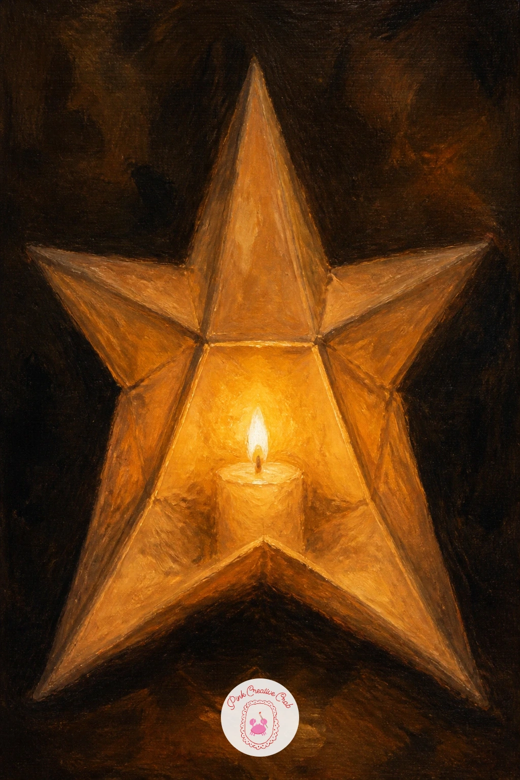 A Candle In A Paper Star Lantern — Give the light a shaped container this time, with a candle glowing inside a star-shaped paper lantern. Christmas candle