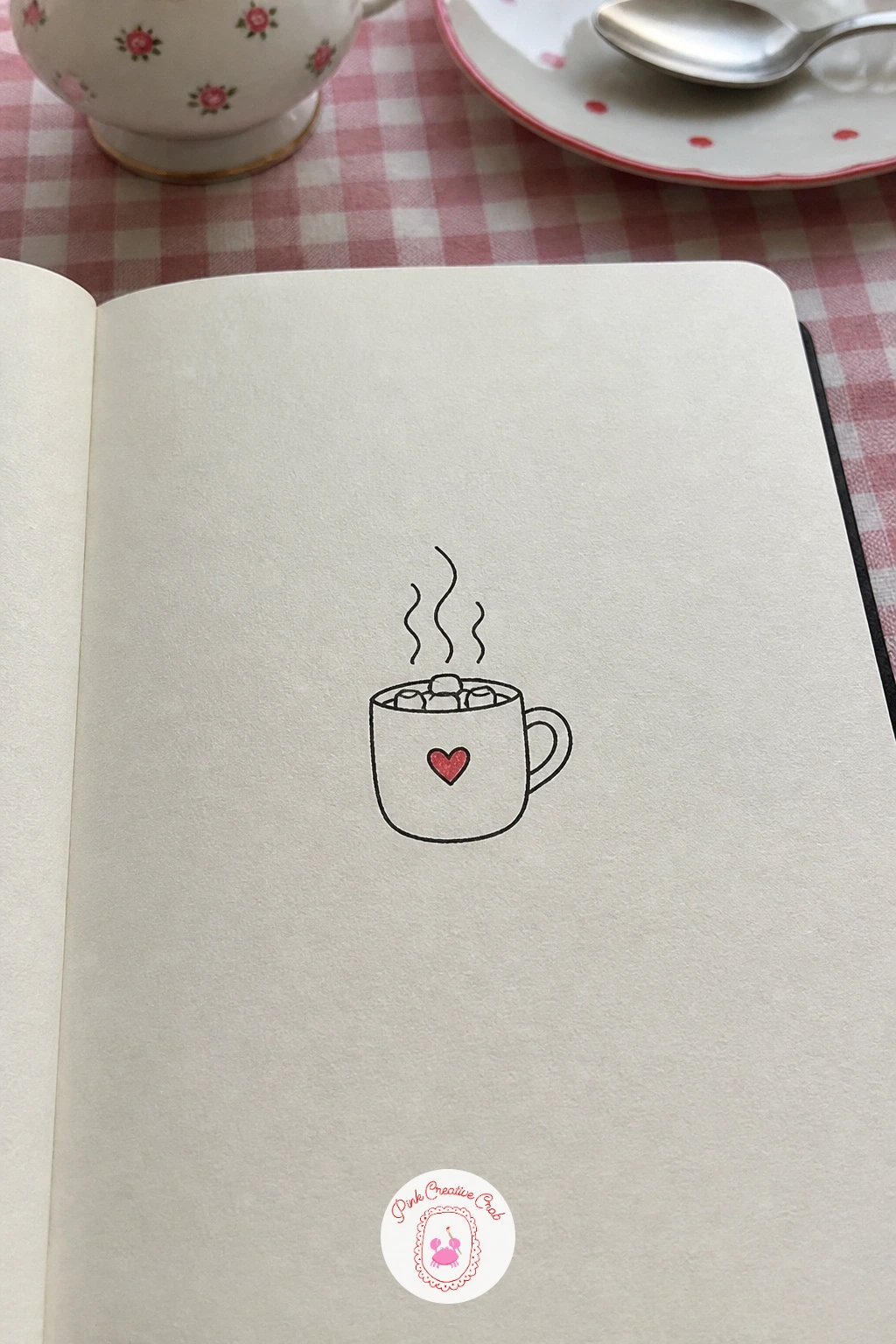 Mug Of Cocoa With Steam — Start a page of simple christmas doodles with something you already draw a hundred times a year: a mug