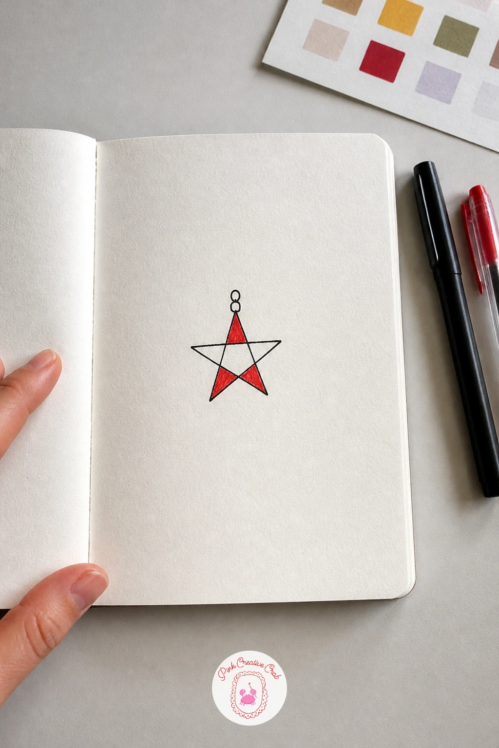 Star Ornament — After the pine cone's texture, return to clean lines with a star ornament. Simple christmas doodles