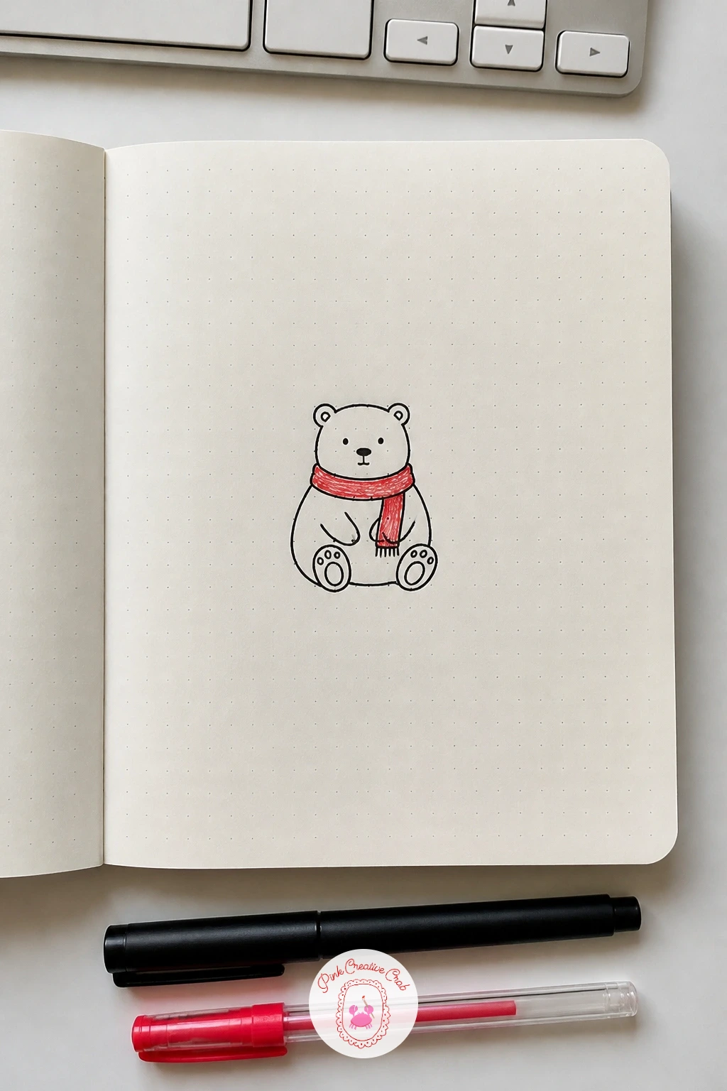 Polar Bear — Move to a larger, friendlier animal: the polar bear, drawn sitting or standing with a rounded, soft body rather than a sharp, realistic one.