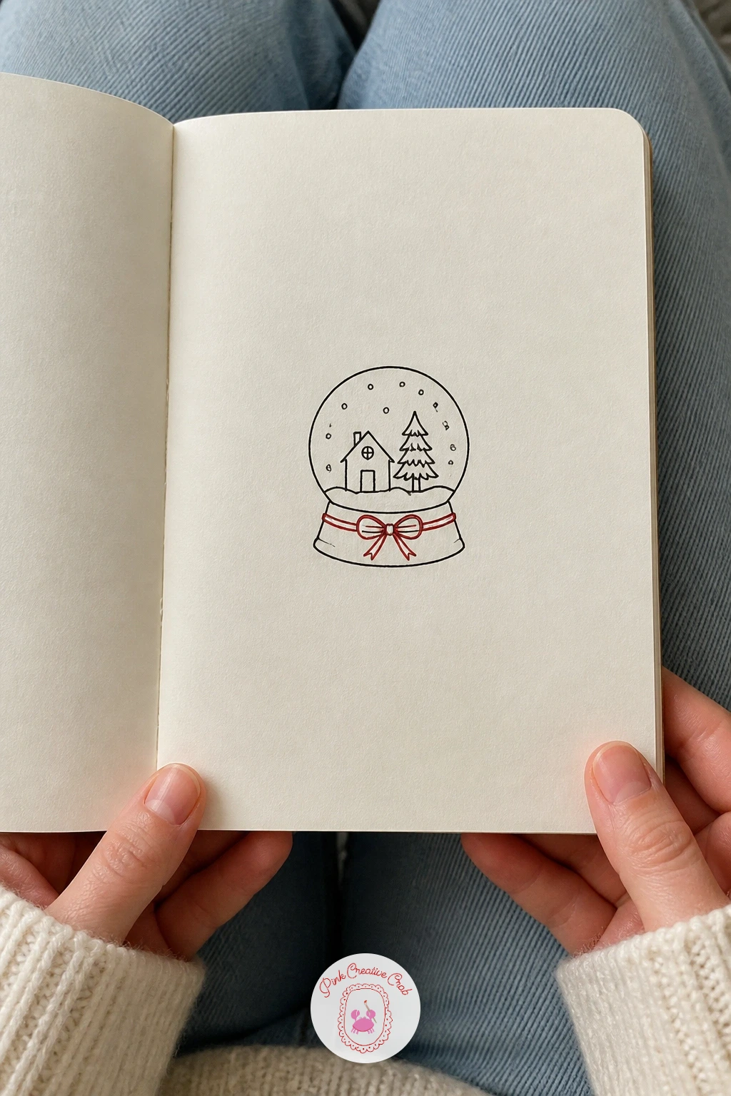 Snow Globe — Bring in a small scene inside a shape: the snow globe. Simple christmas doodles