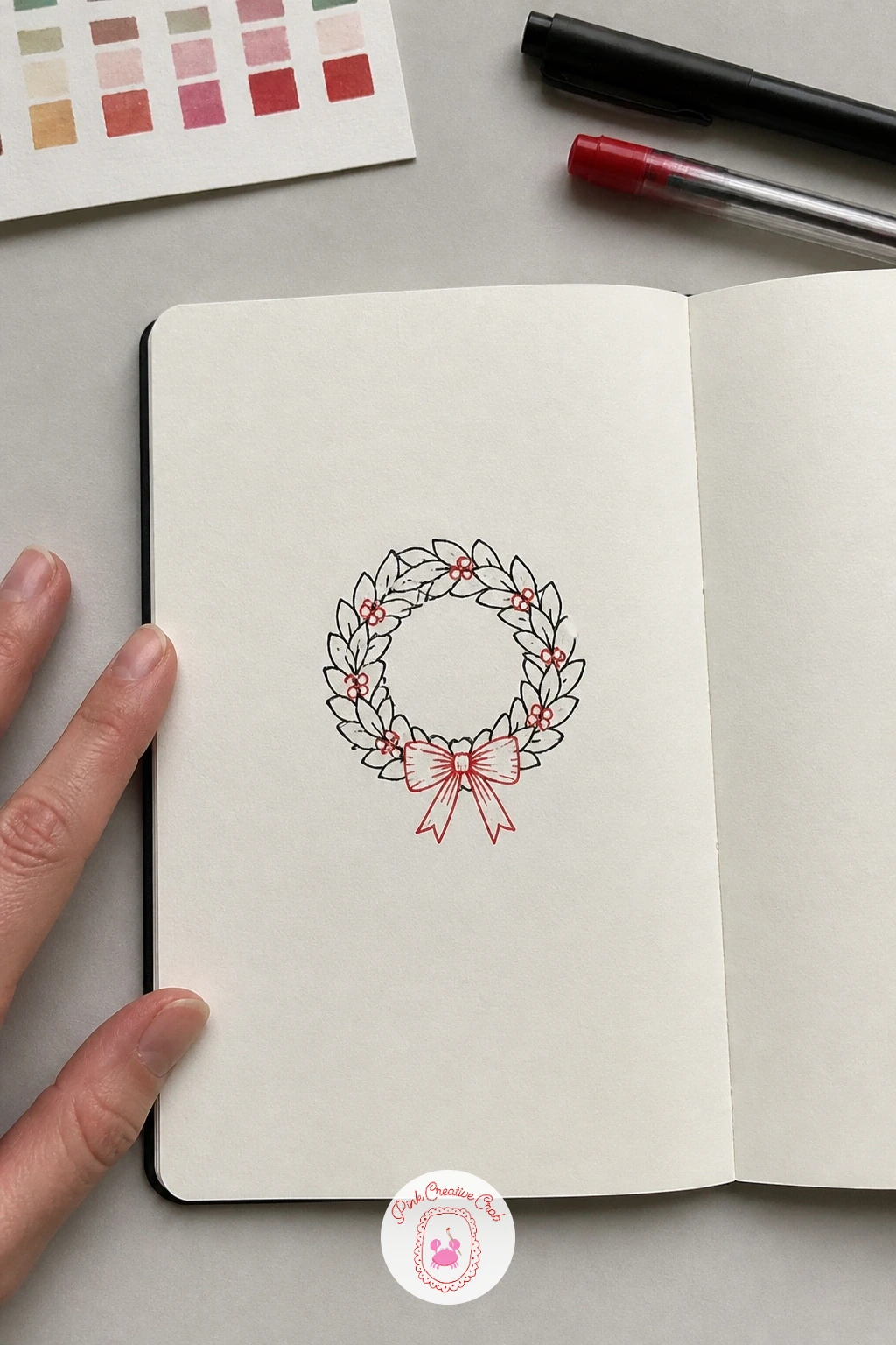 Wreath On A Door — Return to the ring shape from the bauble, but built from texture this time. Simple christmas doodles