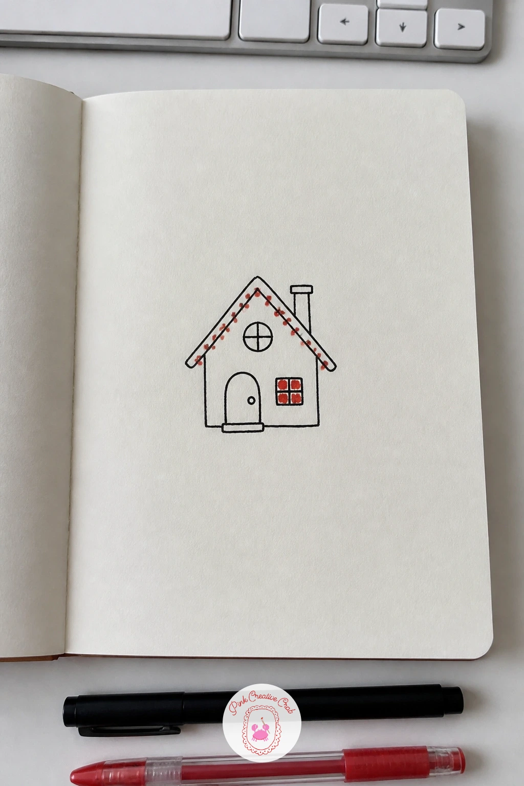 Little House With Lights — Settle the scene back on the ground with a small cottage. Simple christmas doodles