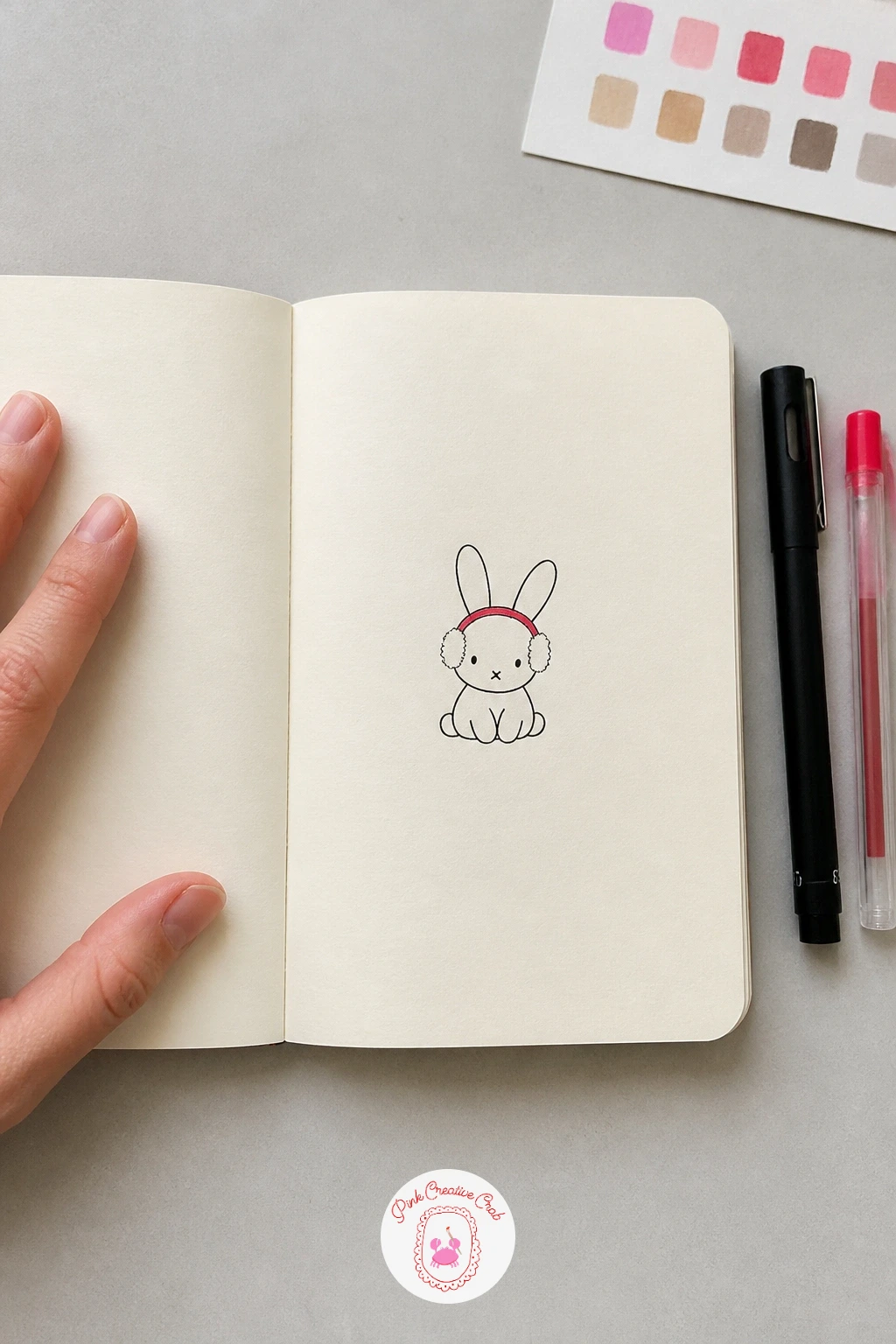 Bunny With Earmuffs — Soften the mood again with a small sitting rabbit. Simple christmas doodles