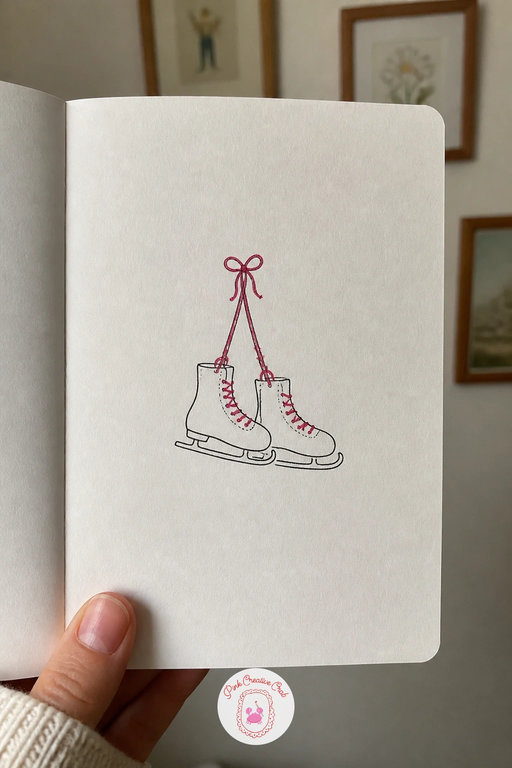 Pair Of Ice Skates — Keep the festive object streak going with a pair of ice skates tied together by their laces. Simple christmas doodles