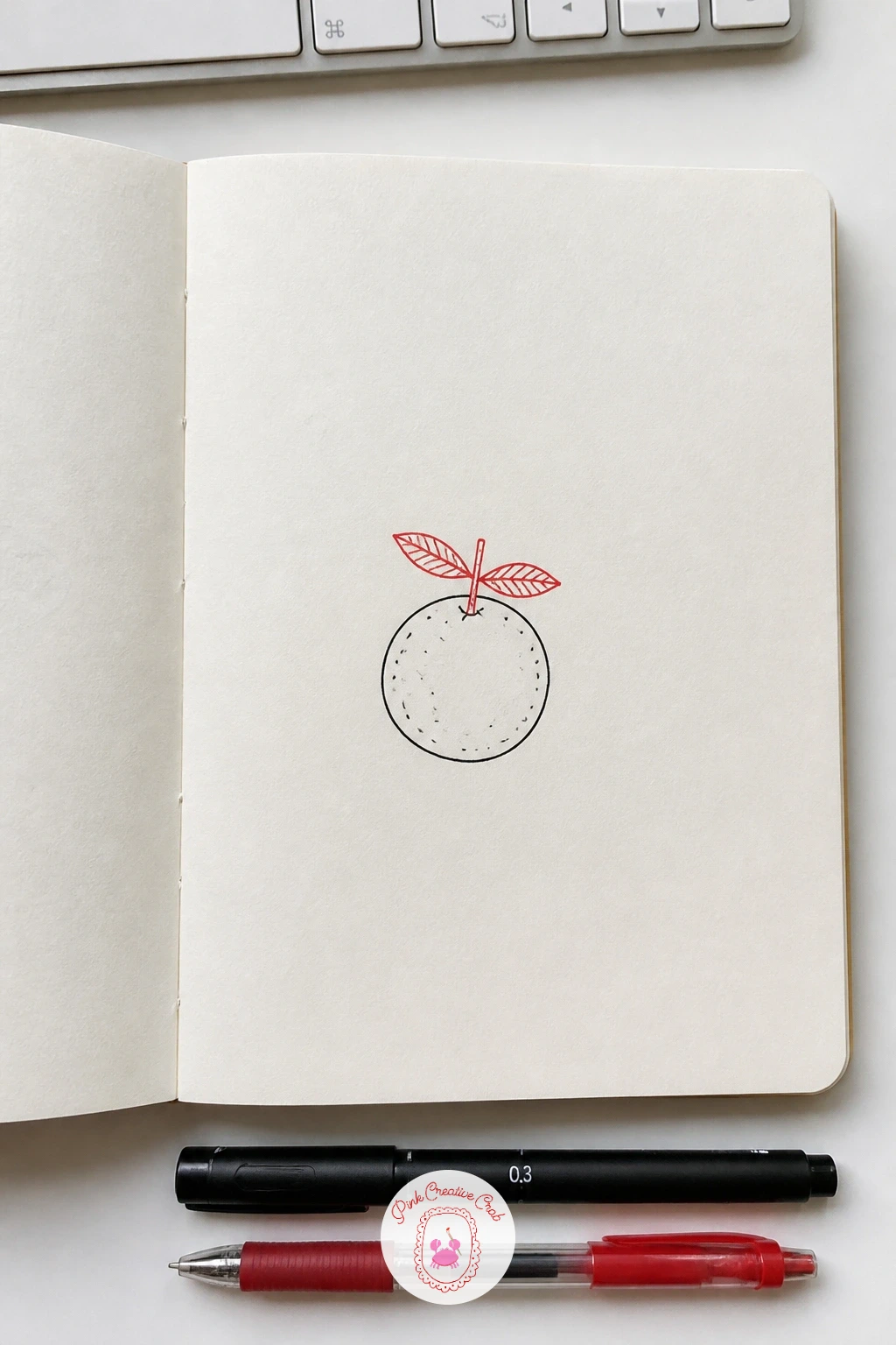 Clementine With Leaves — Bring in a simple piece of fruit for a change of pace: the clementine. Simple christmas doodles