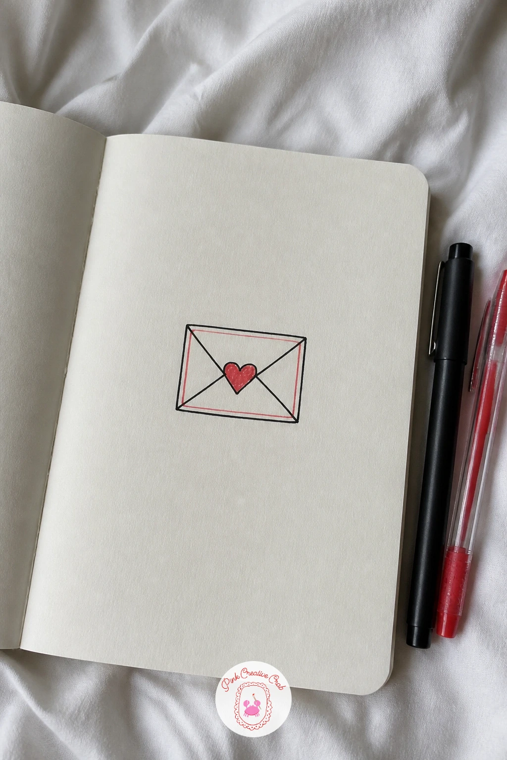 Envelope With A Heart — Draw a quick, flat subject that works well tucked into any corner: an envelope with its flap sealed by a small heart. Simple christmas