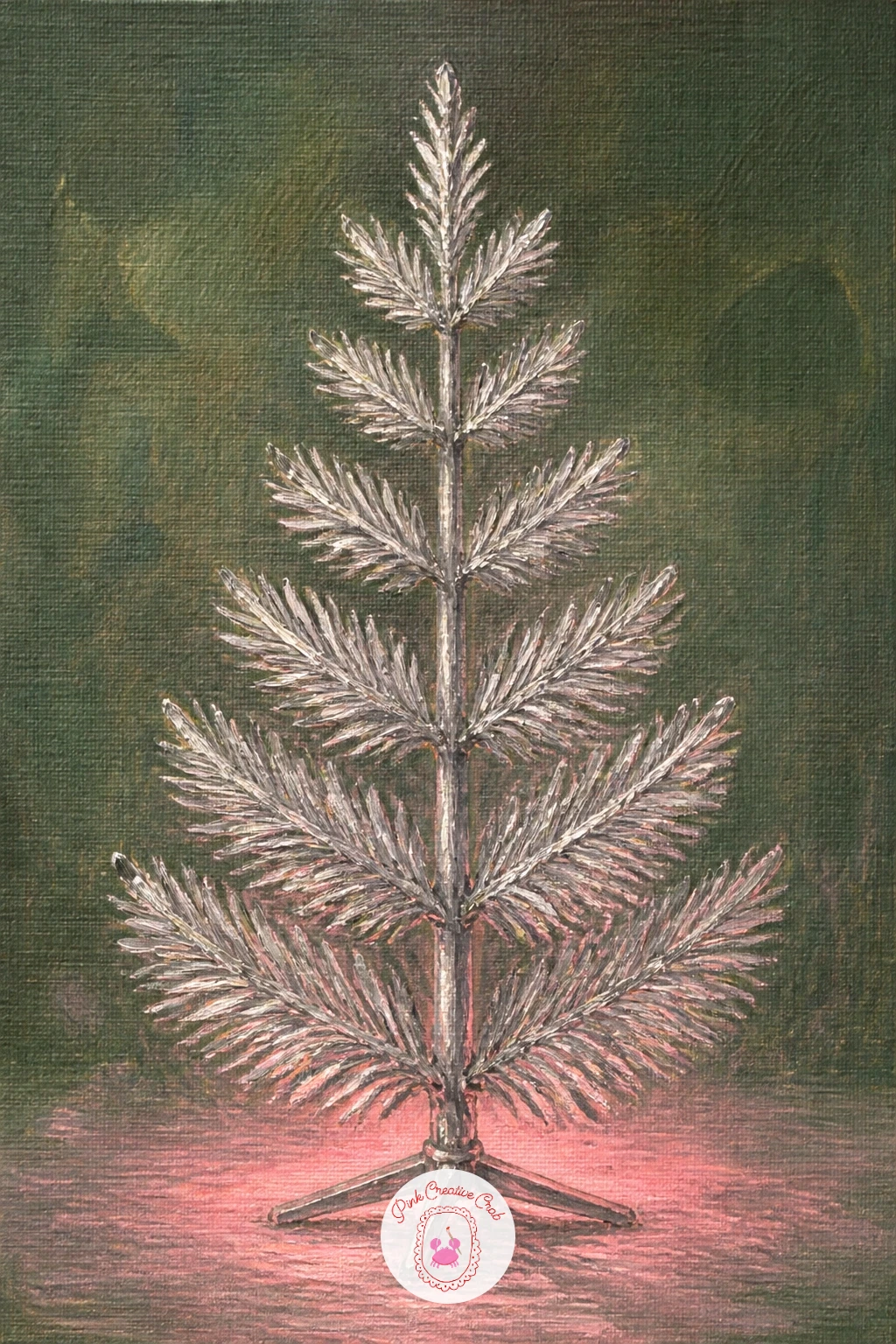 Silver Vintage Aluminum Tree — Switch materials entirely for a silver vintage aluminum tree, all sharp metallic branches rather than soft greenery. Christmas