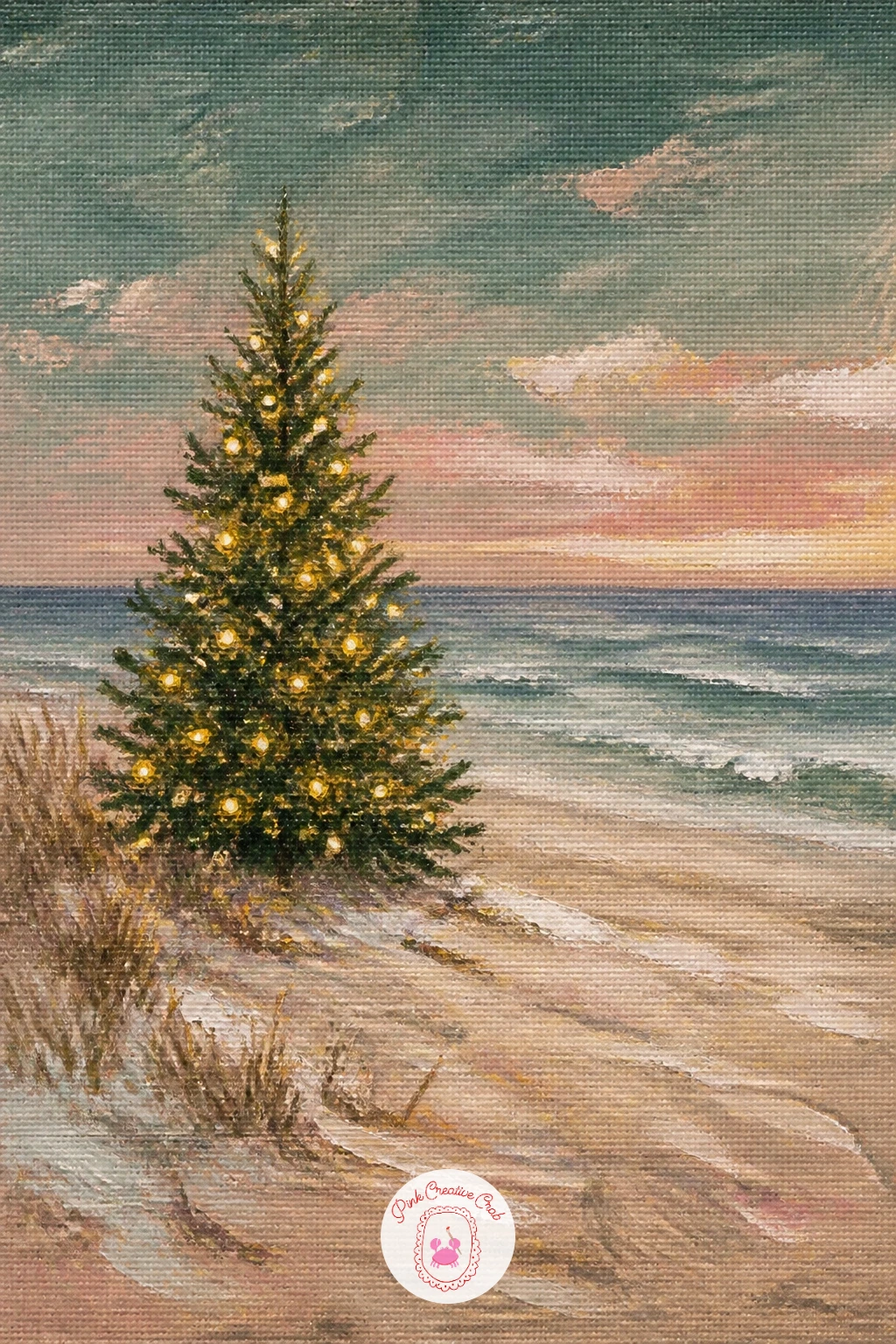 Tree On A Beach In Winter — Try something unexpected with a Christmas tree standing on a quiet beach in winter, sand and sea instead of snow. Christmas tree