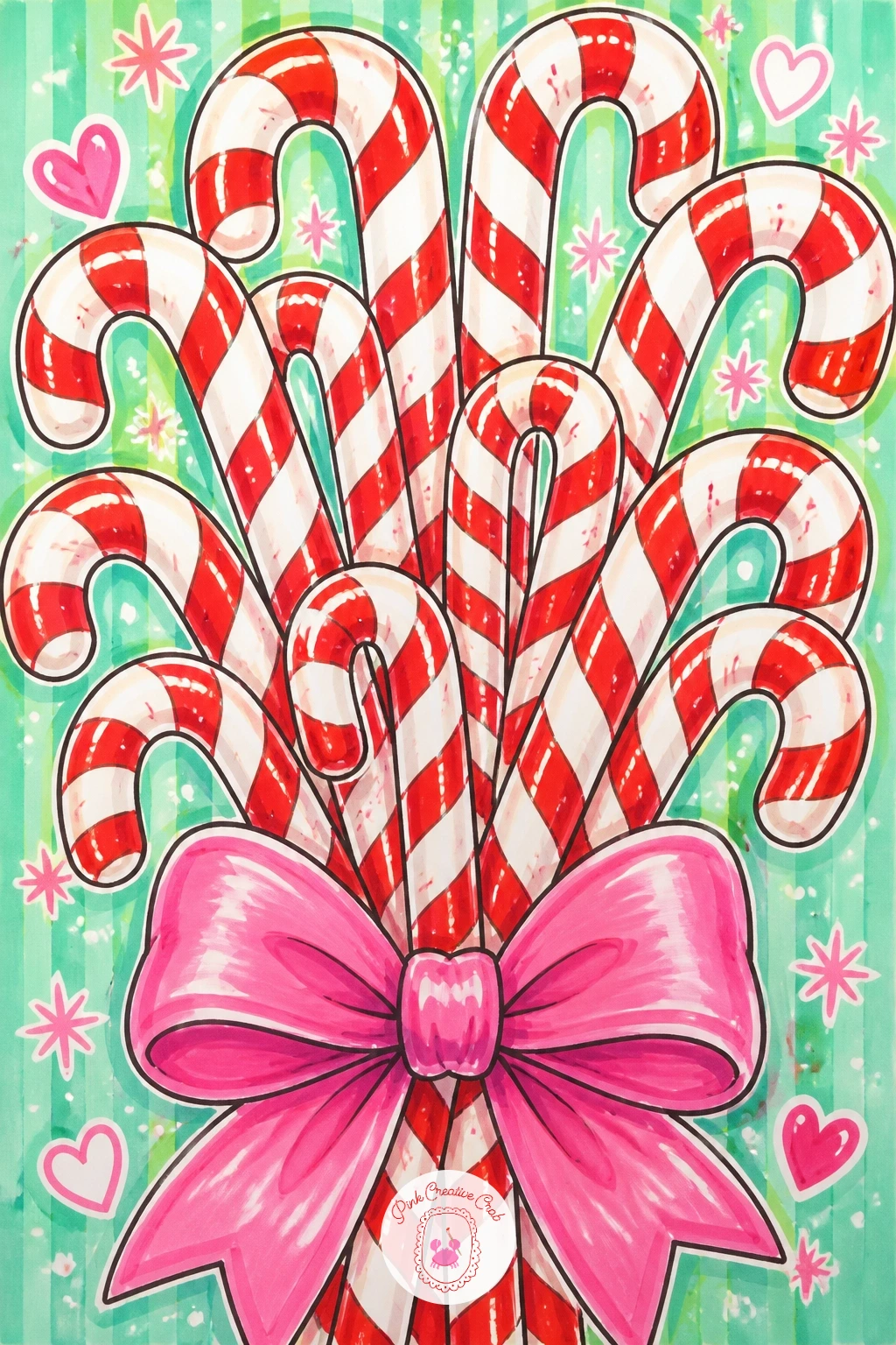 Candy Cane Bouquet — Instead of one candy cane, bundle several together into a bouquet tied with a big bow, like flowers. Christmas candy drawing