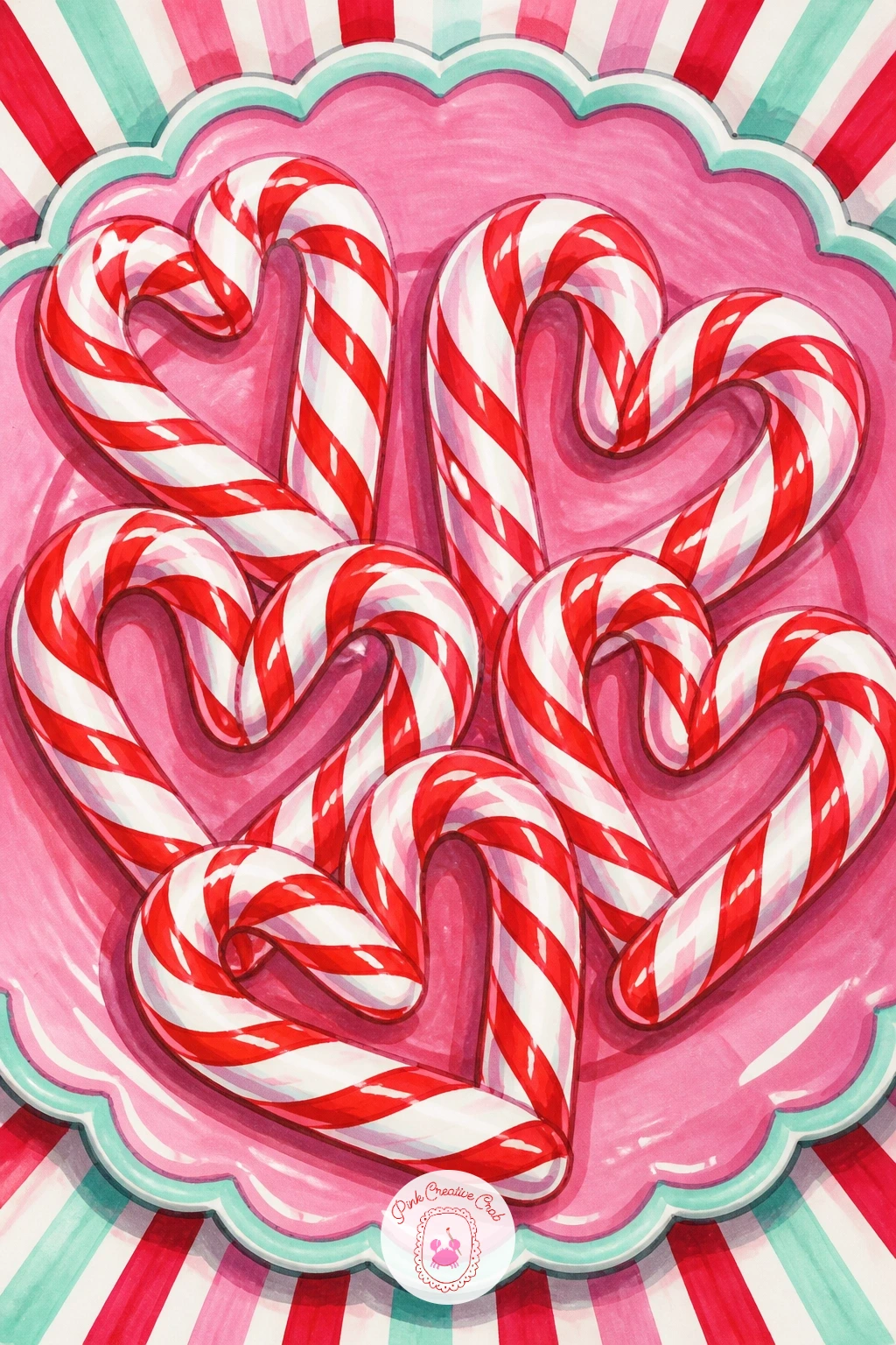 Candy Cane Hearts on a Plate — Twist two candy canes together at their hooks to form a simple heart shape, a sweet variation on the usual single cane.