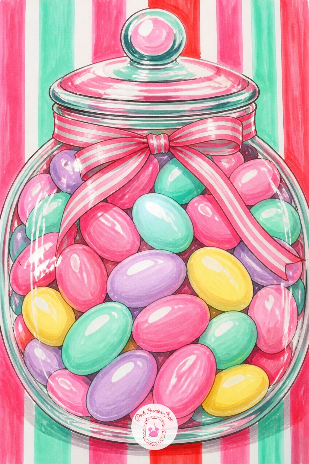 Jar of Sugared Almonds — A jar of sugared almonds gives you a soft pastel palette after so much red and white, a nice change of pace in the set. Christmas