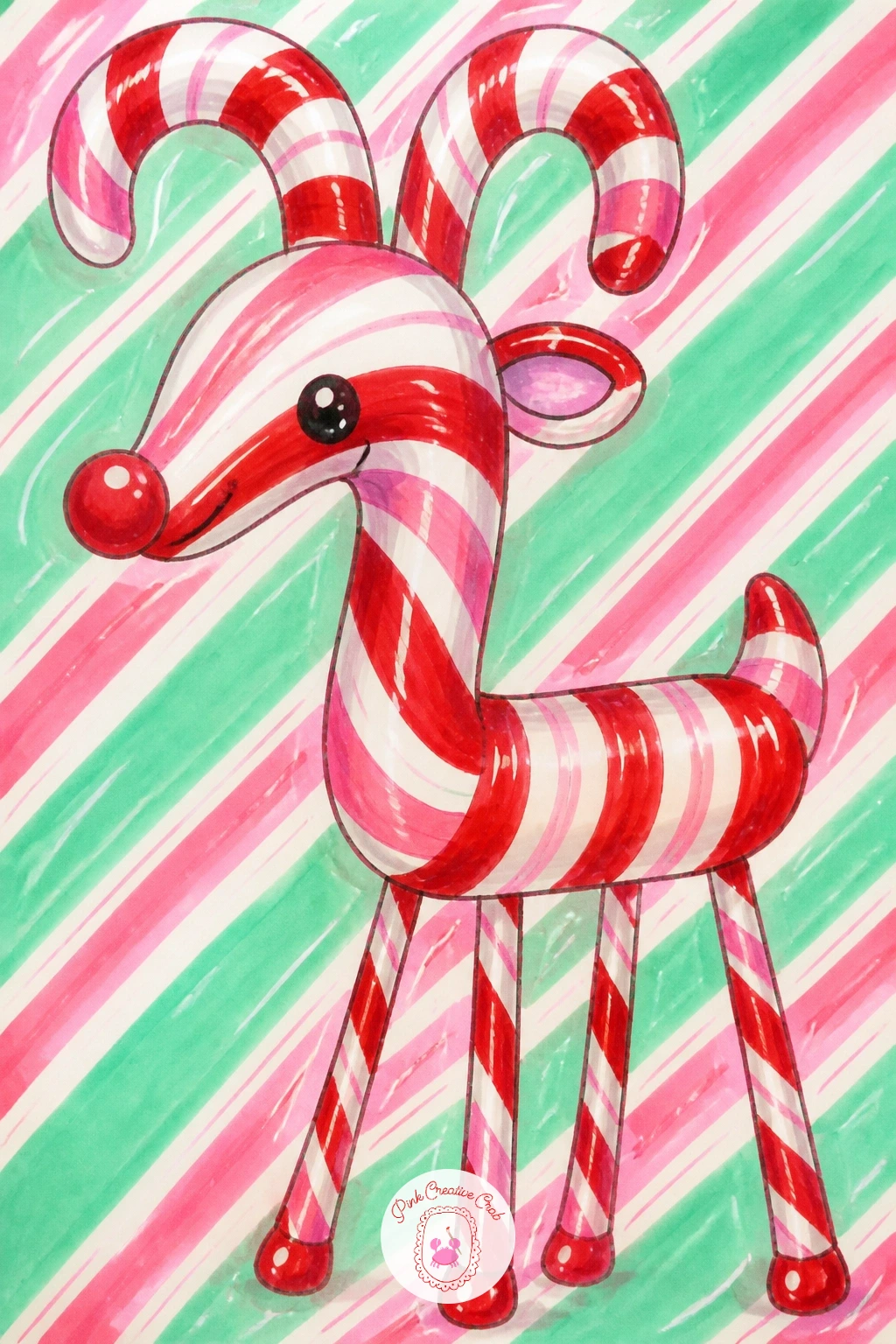 Striped Candy Cane Reindeer — Twist a candy cane shape into a reindeer by using its curved hook as the head and antlers, a fun visual pun that still only needs