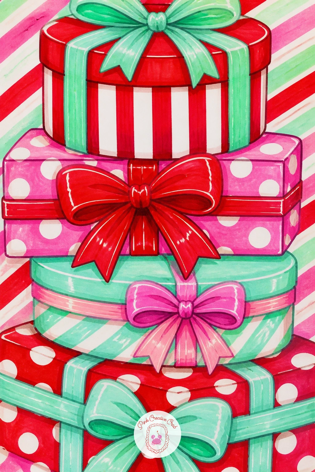 Stack of Candy Boxes With Ribbons — Stack three or four candy gift boxes of different sizes, each tied with its own ribbon color, for a subject that is really