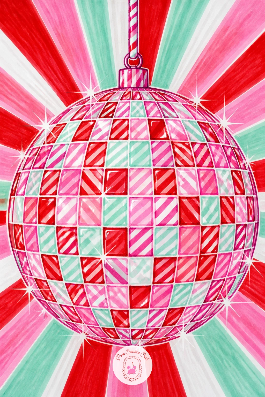 Candy Cane Disco Ball — Give the candy cane a party twist by shaping it into a round disco ball instead of a straight stick, covered in tiny mirrored facets in